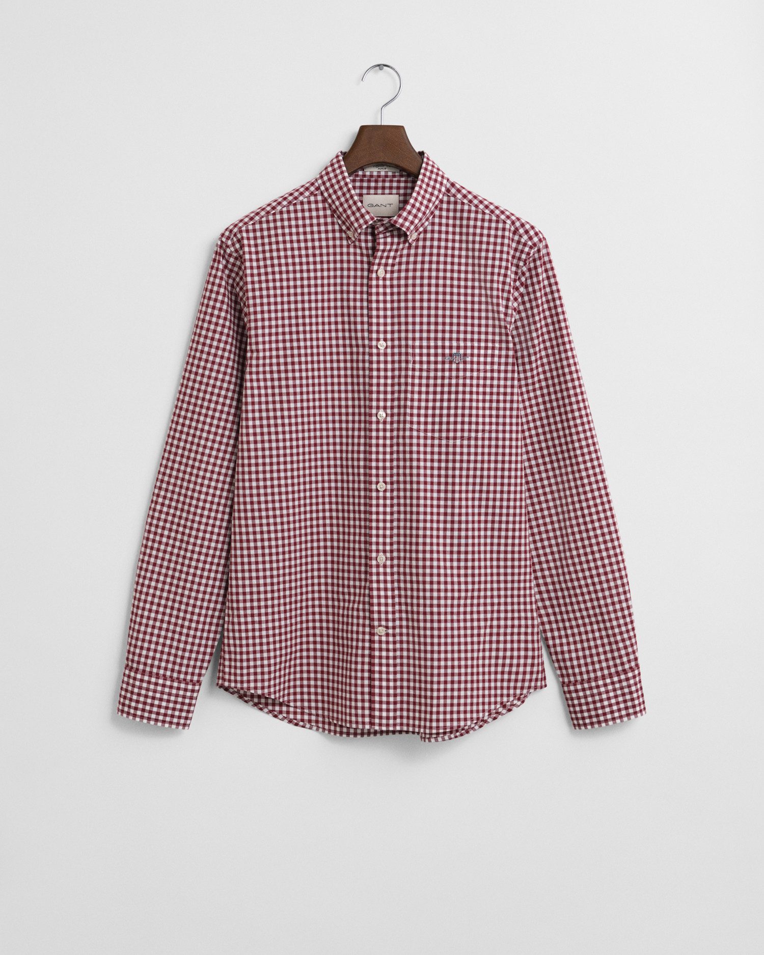 Gant Overhemd met lange mouwen REG POPLIN GINGHAM SHIRT met logoborduursel op borsthoogte