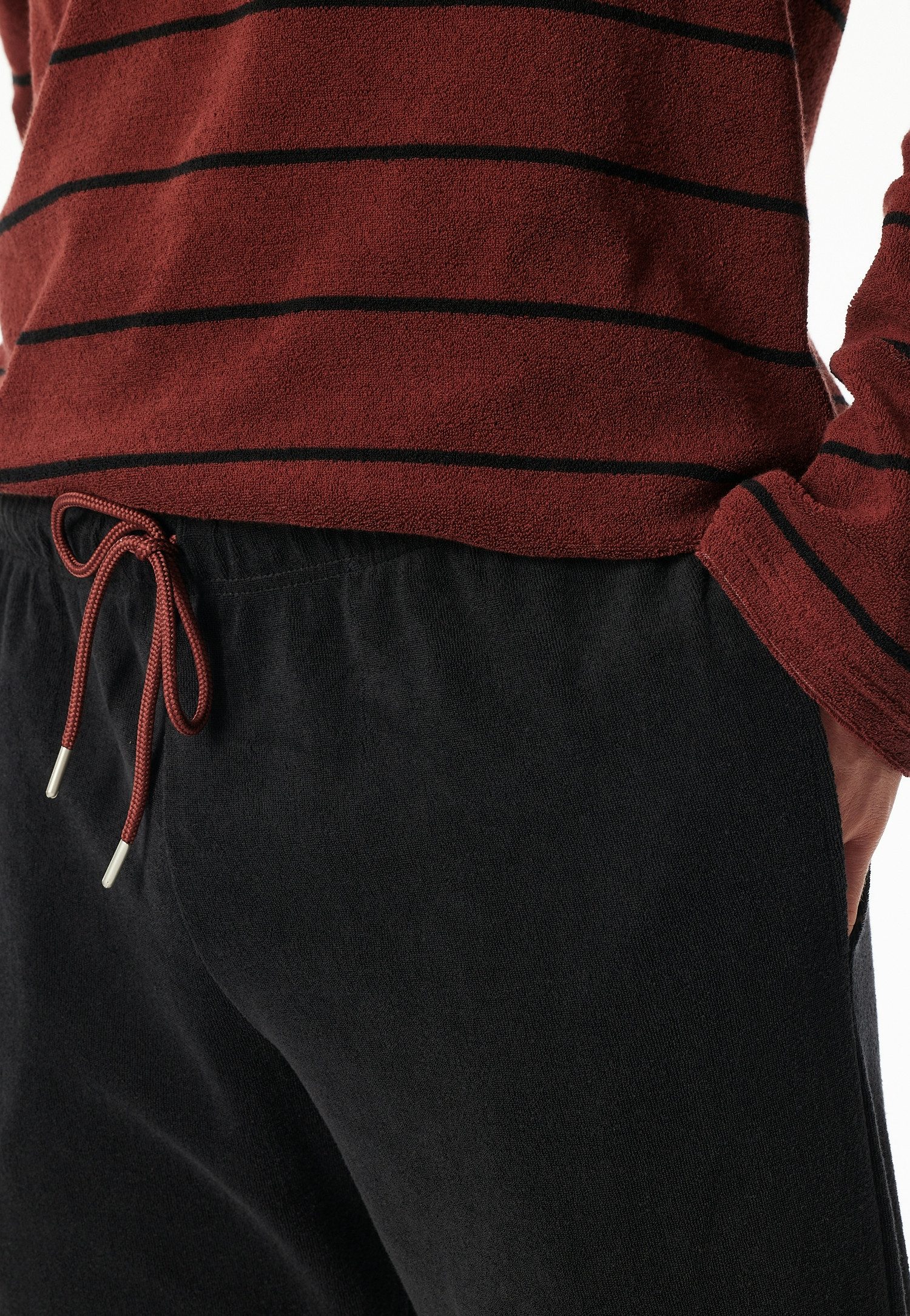 Schiesser Pyjama Casual Nightwear zijzakken, verwarmend, badstof, v-hals, lange mouw (2-delig)