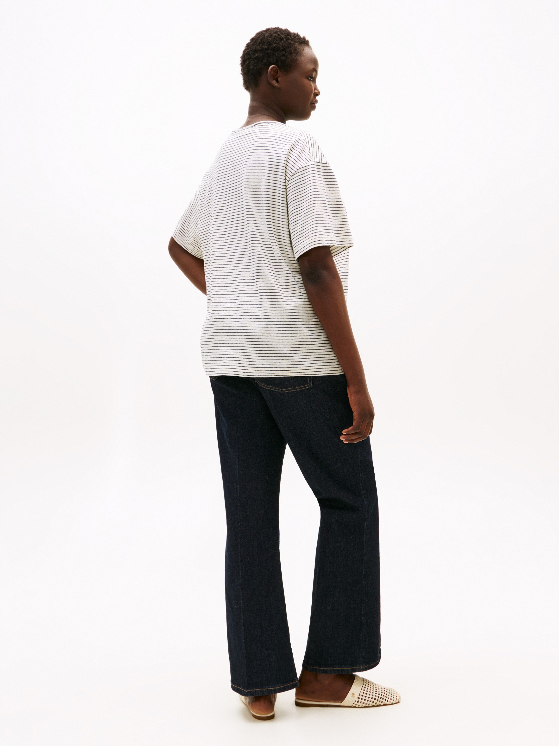 Tommy Hilfiger Curve Shirt met V-hals CRV MODERN CO LINEN V-NK SS