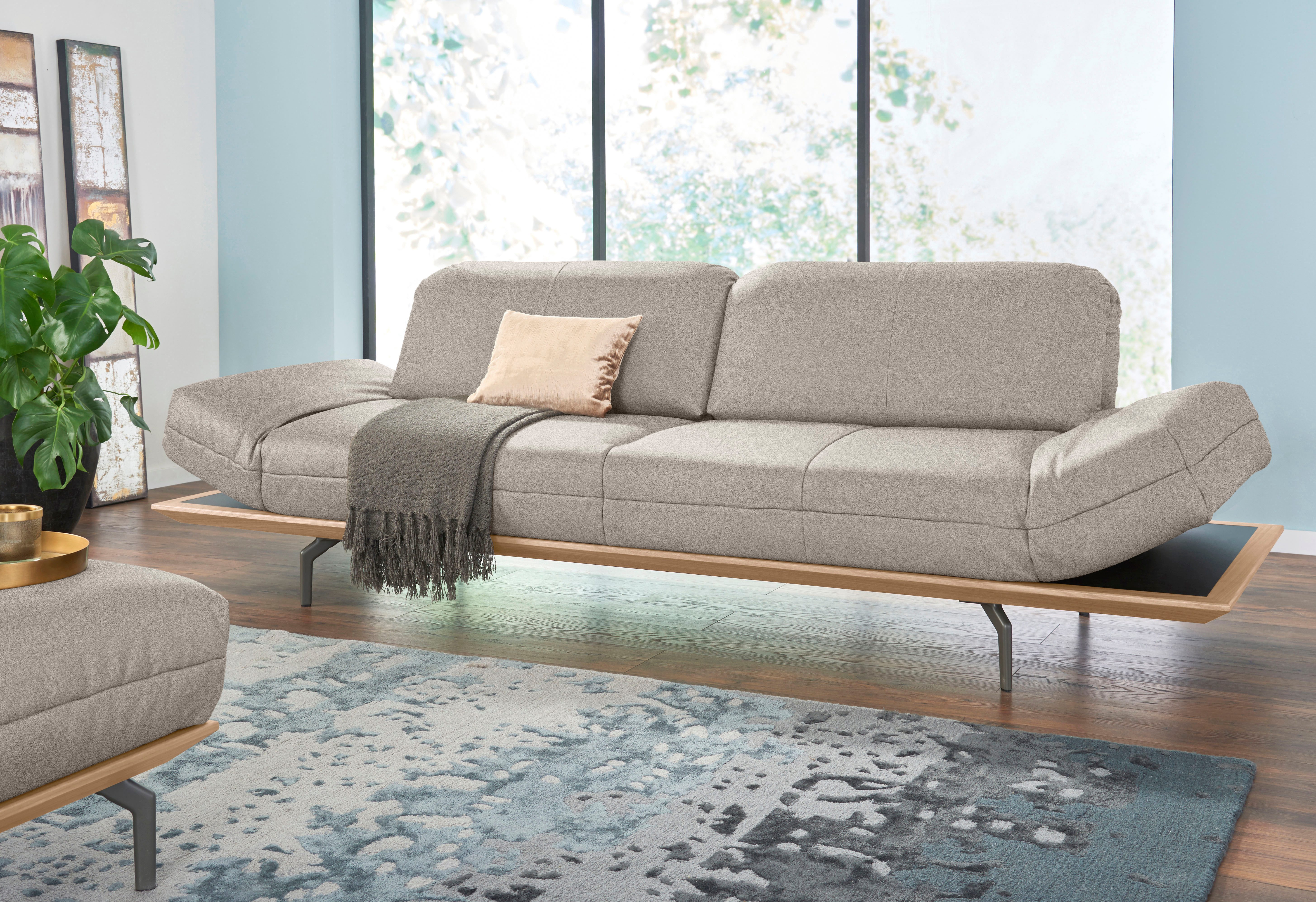 Creation BY ROLF BENZ 3-zitsbank CR.420, design bank, loungesofa in 2 kwaliteiten, houten frame in eiken natuur of noten, breedte 232 cm