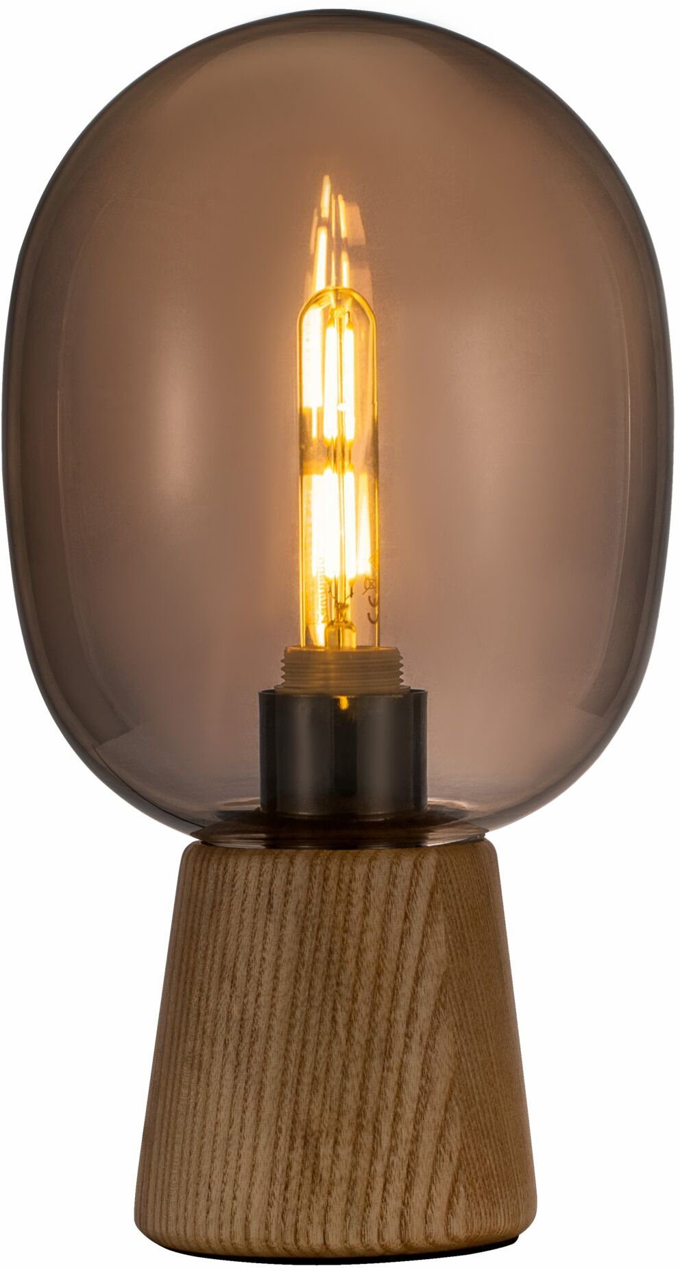 Pauleen Tafellamp Mystical Gleam E27, max. 20W E27, rookglas/hout, 230V