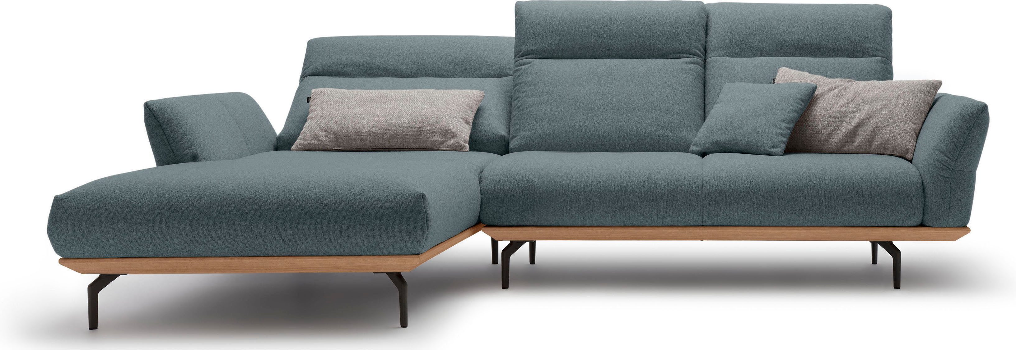 Hülsta Sofa Hoekbank Hs.460 Sokkel in eiken, gegoten aluminium poten in umbra grijs, breedte 298 cm