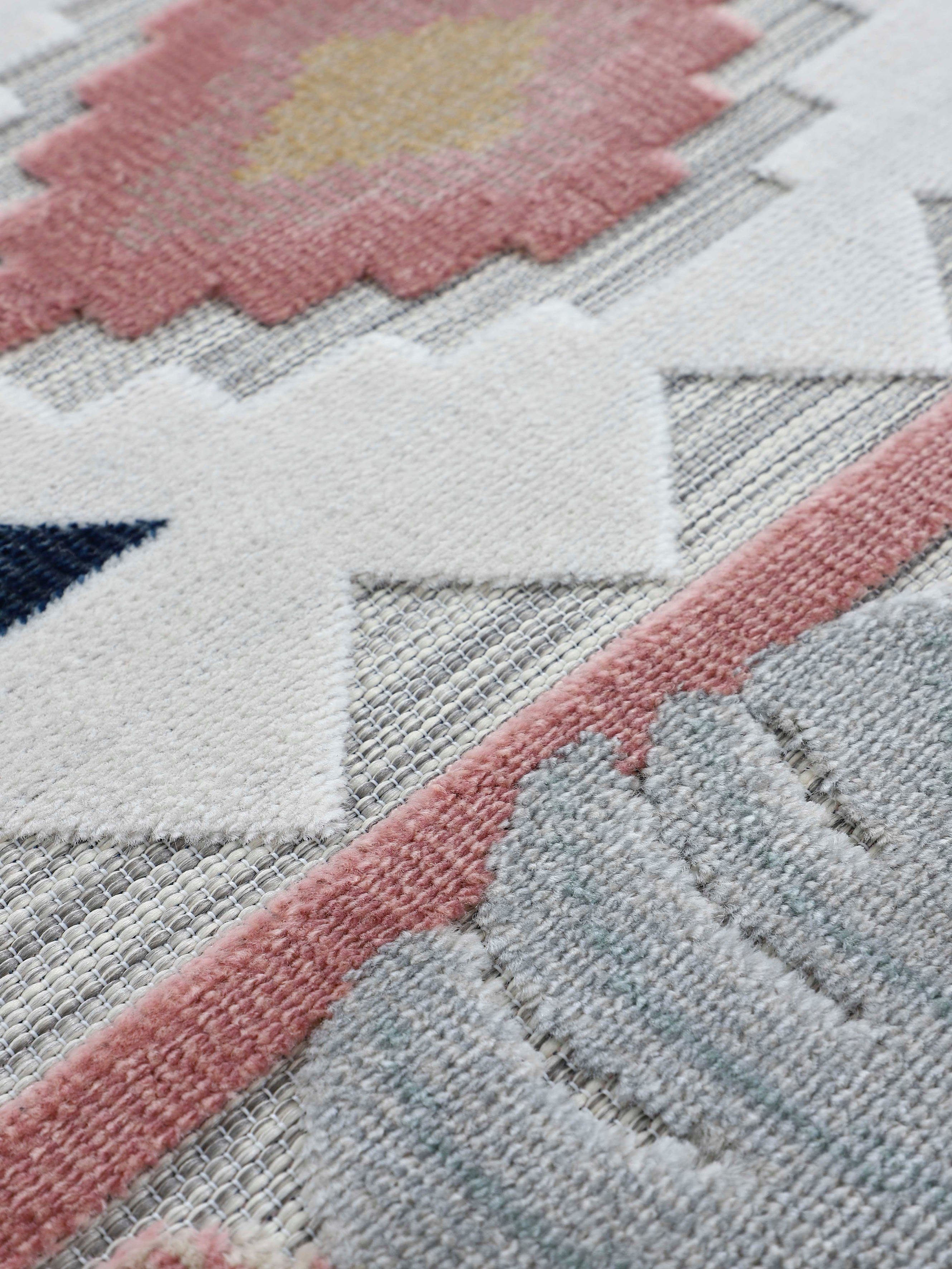carpetfine Vloerkleed Deja 101 robust vlakweefsel, motief - florale palmbladeren, hoog-laag effect