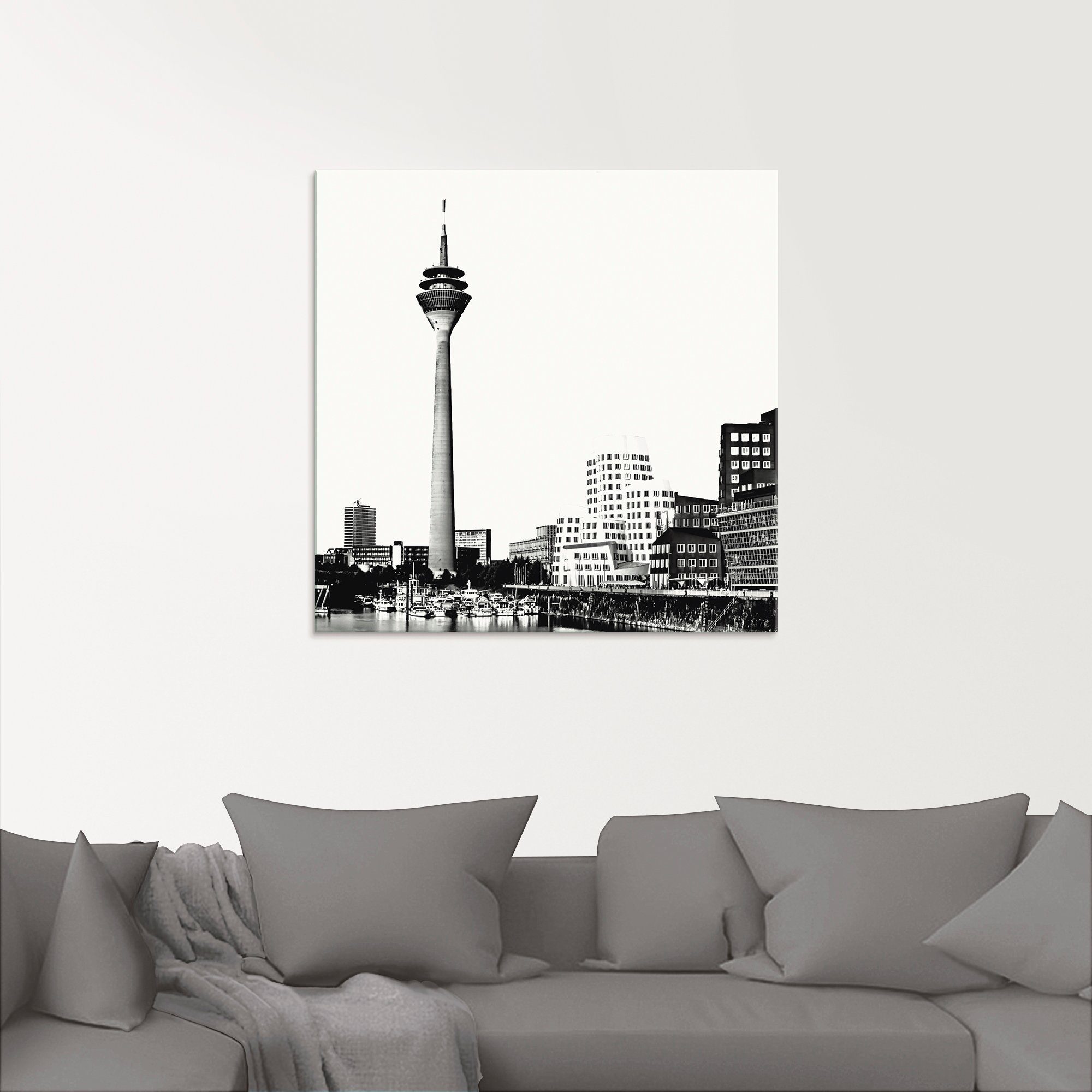Artland Print op glas Düsseldorf collage skyline 15
