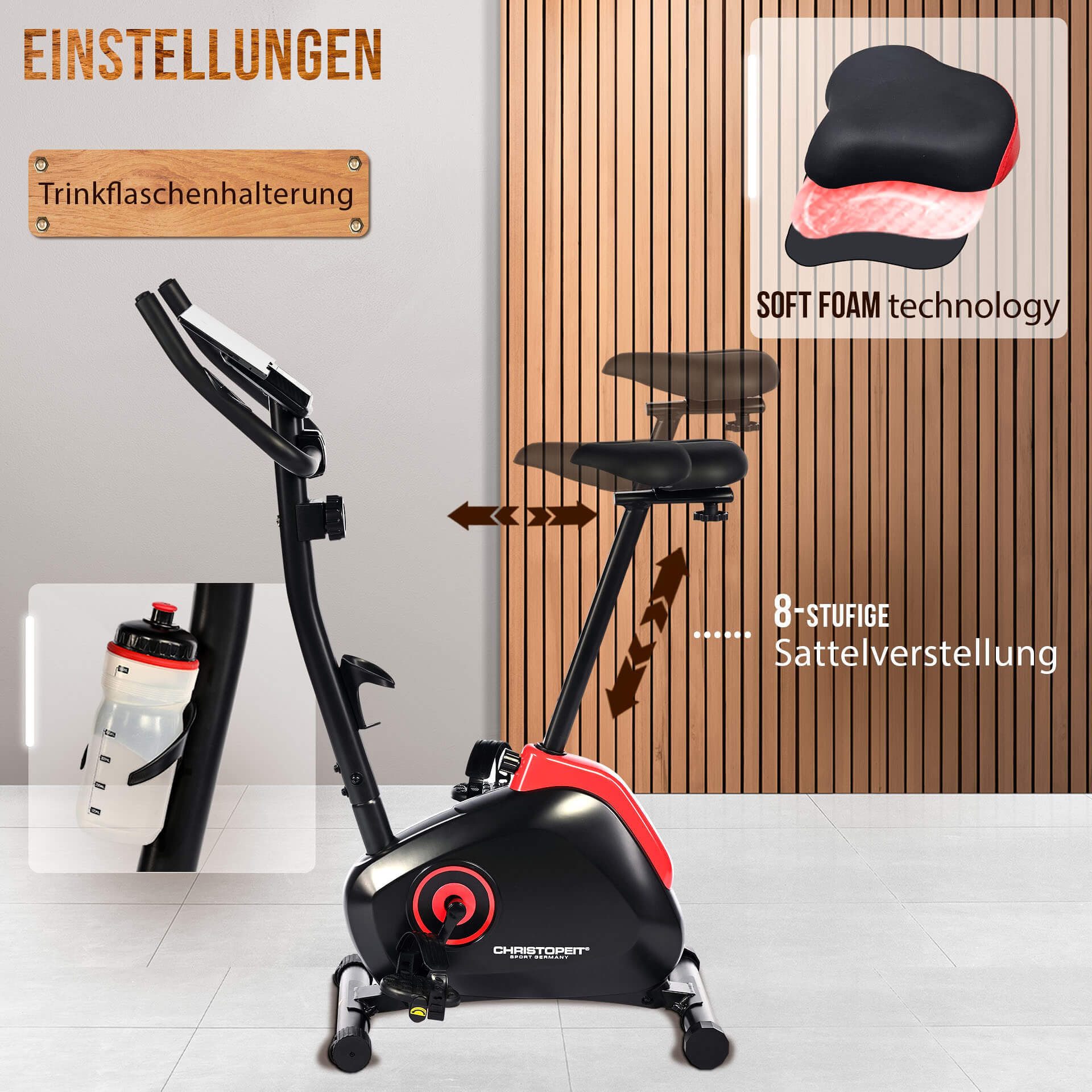 Christopeit Sport® Hometrainer HT 2.0 Swinggewicht ca. 5 kg, 8 weerstandsniveaus