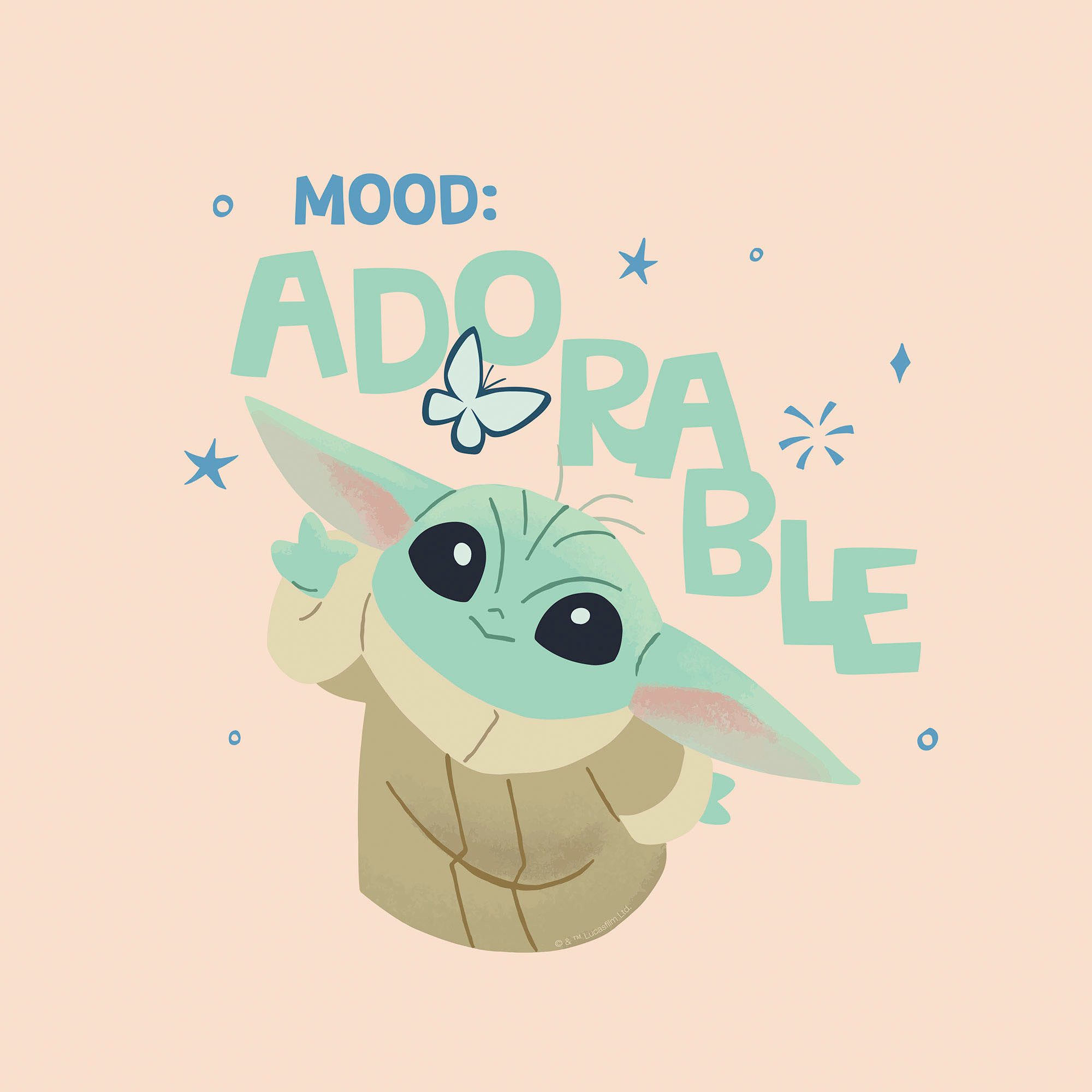 Komar Artprint op linnen The Mandalorian Little Grogu Adorable - afm. 30 x 30 cm (1 stuk)