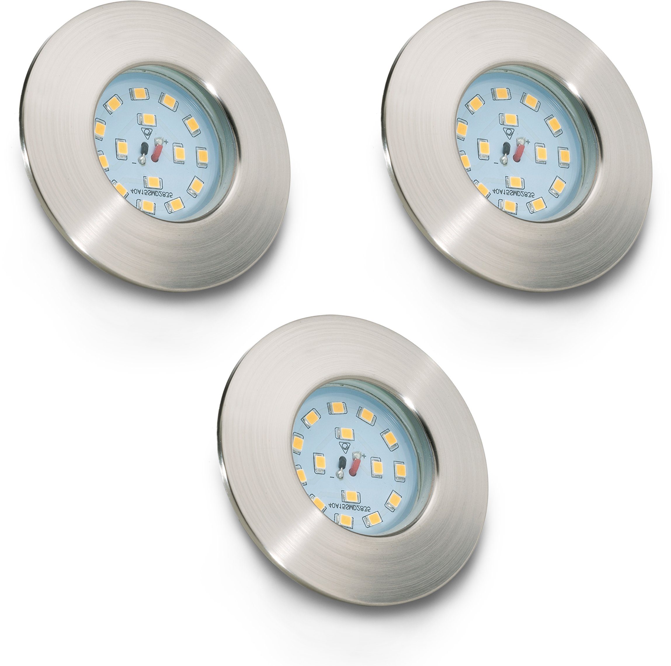 B.K.Licht Ledinbouwlamp 3-pack badkamer inbouwspots, IP44 beschermd, LED inbouwspots, plat