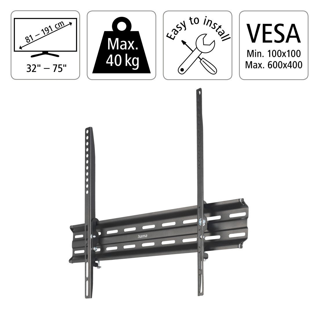 Hama Tv-wandhouder Wandbeugel (kantelbaar, 32" - 75", VESA 600x 400)