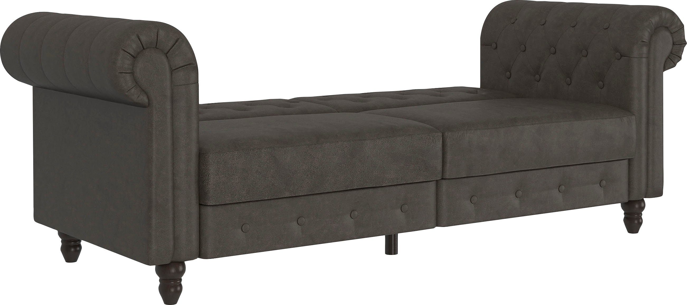 Dorel Home 3-zitsbank Felix, slaapbank 236 cm(ligoppervlak 108 x 190 cm), rugleuning 3-voudig verstelbaar, velours, kunstleer, luxe vintage microvezel