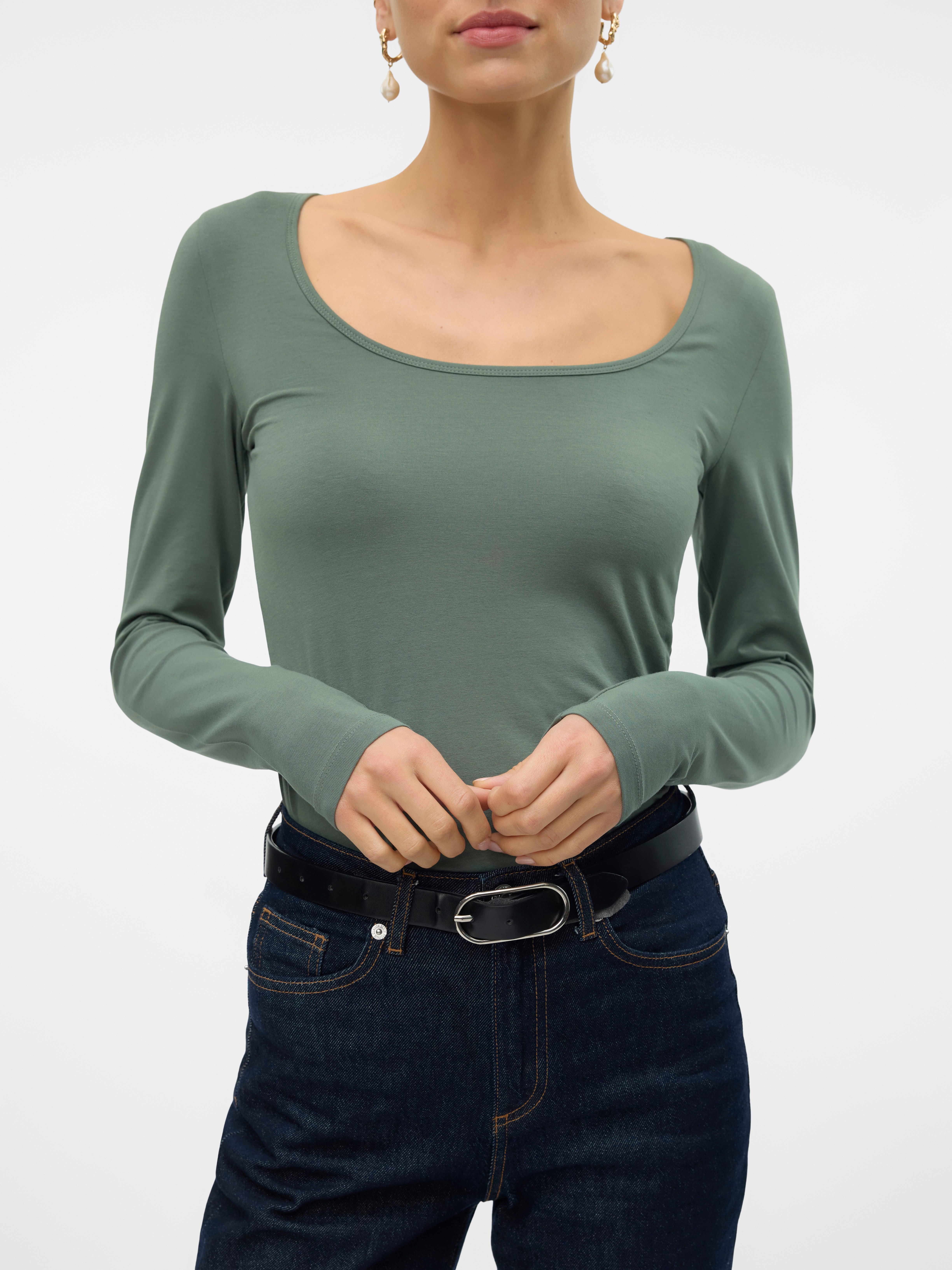 Vero Moda Shirt met lange mouwen VMLULU LS U-NECK TOP JRS GA NOOS