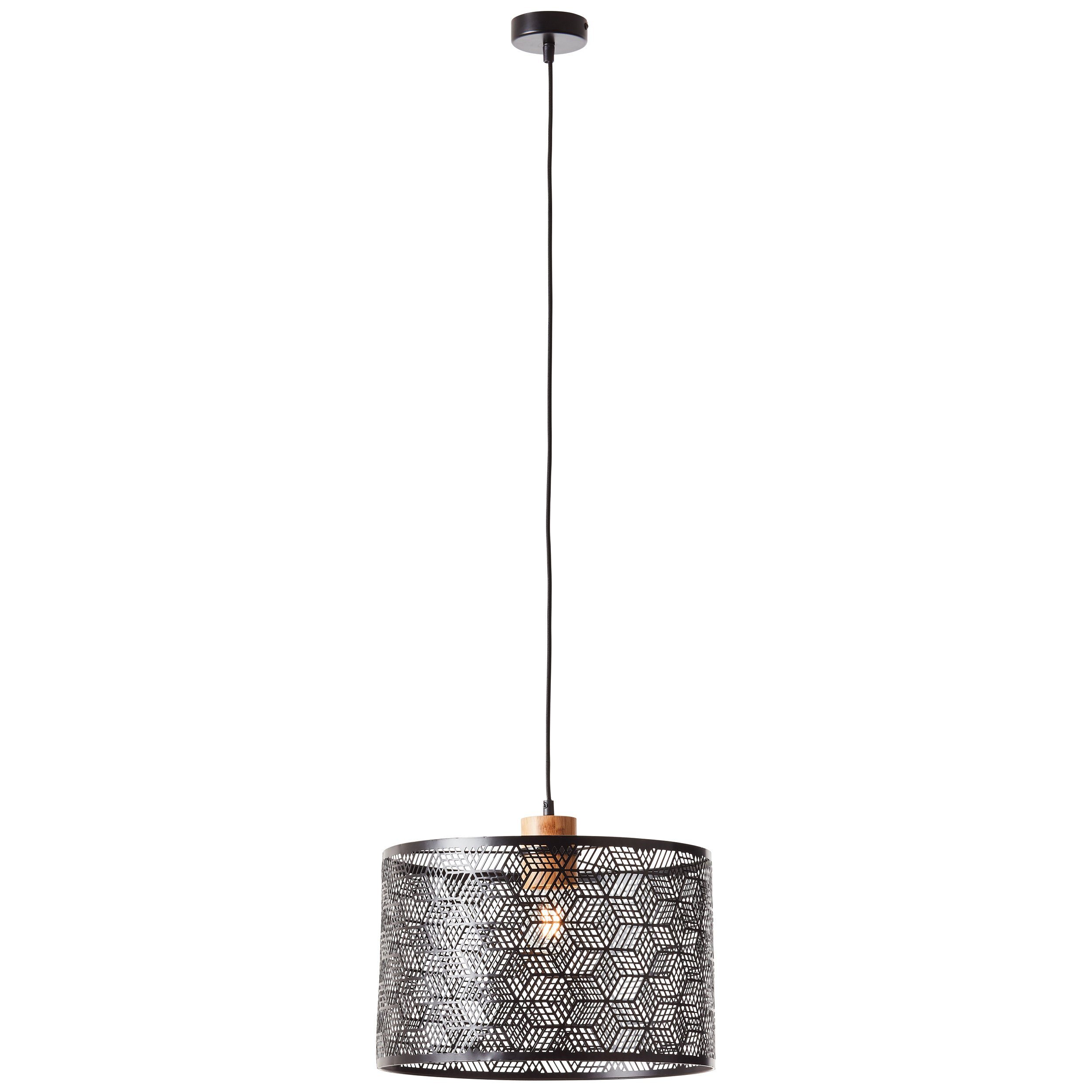 Brilliant Leuchten Hanglamp Santy 120 x 39 cm, e27, inkortbaar, metaal/bamboe, zwart/natuurlijk