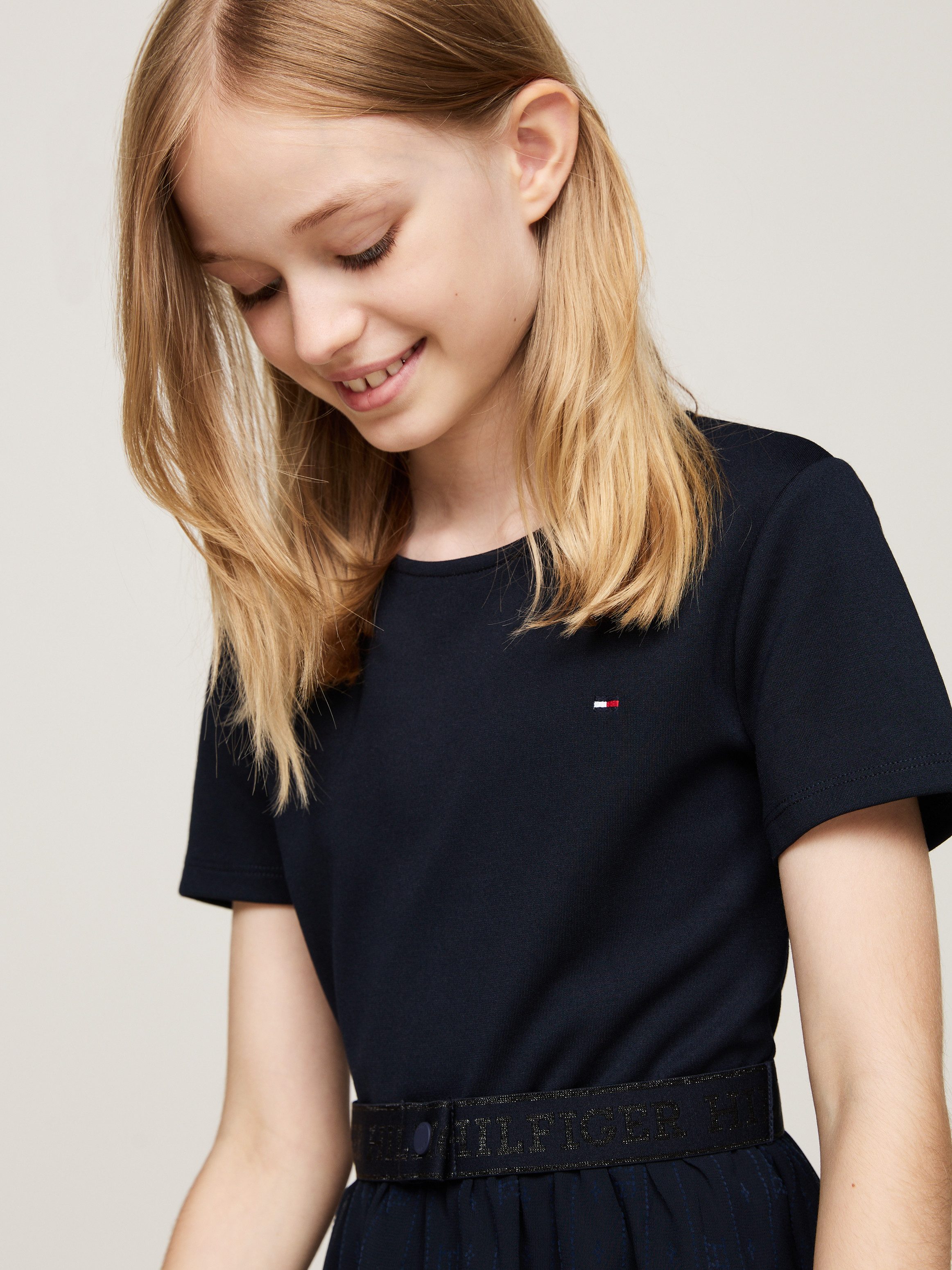 Tommy Hilfiger Jurk in a-lijn HILFIGER PUNTO TULLE DRESS LS