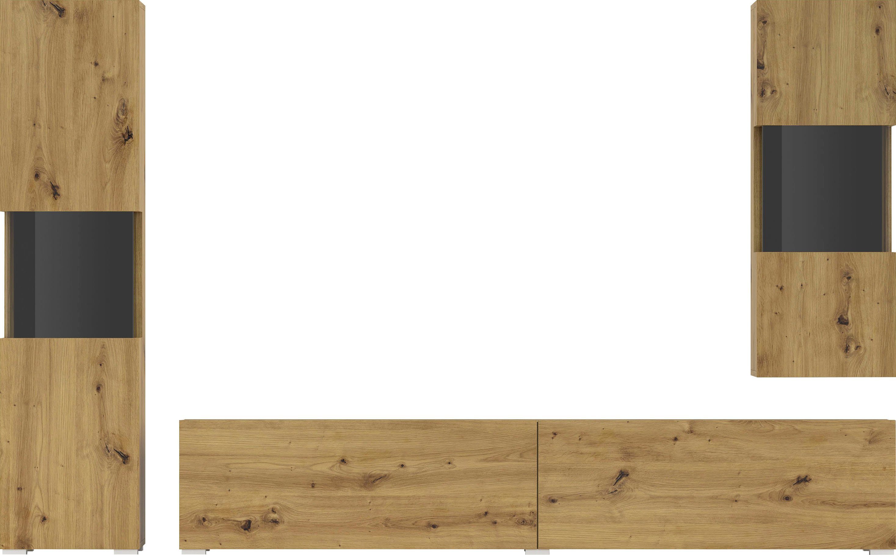 INOSIGN Wandmeubel Ava, woonkamer-set hangend/staand te monteren, vitrinekast, lowboard