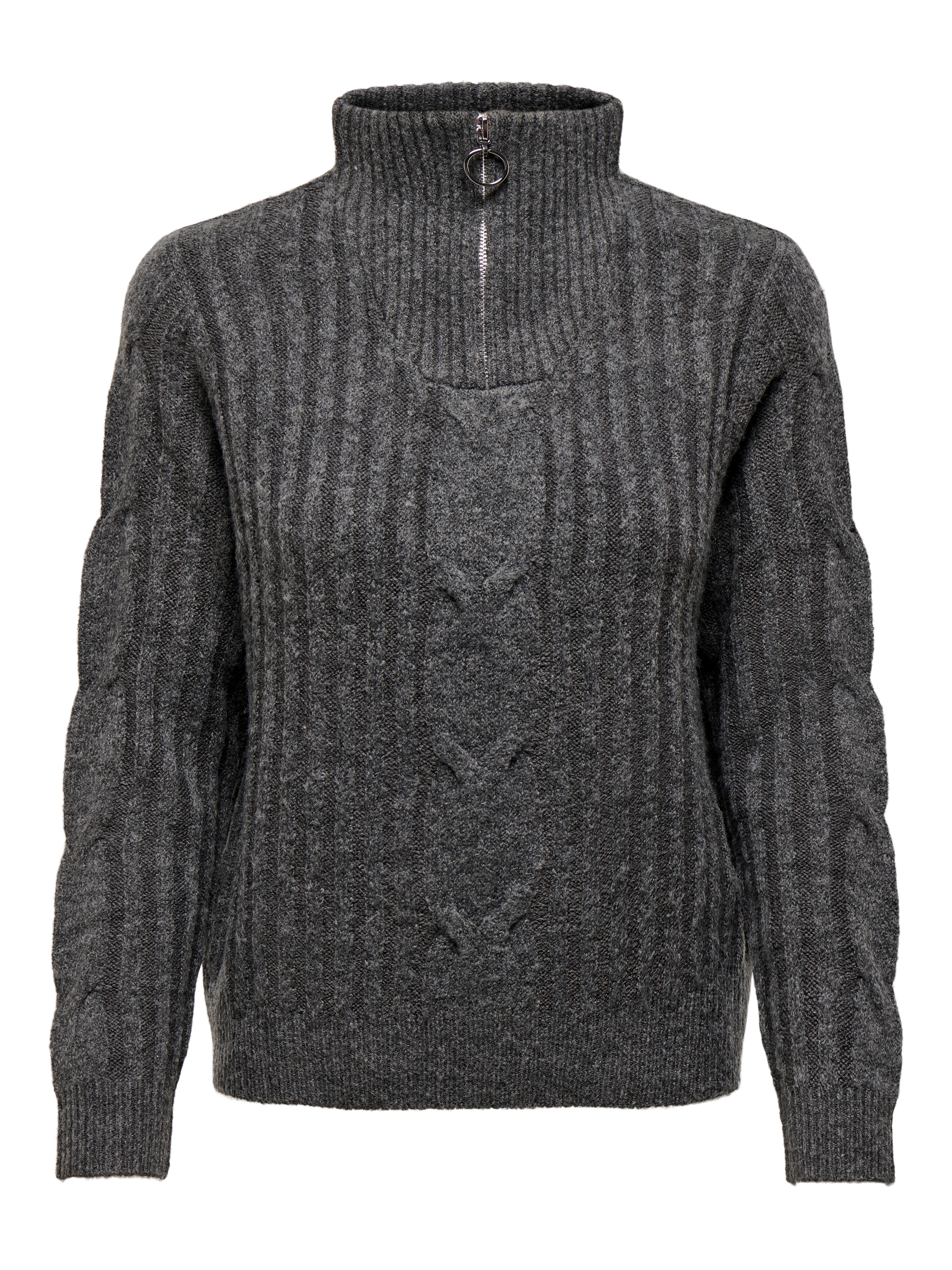JDY Trui met staande kraag ANDREA L S ZIP CABLE PULLOVE KNT NOOS