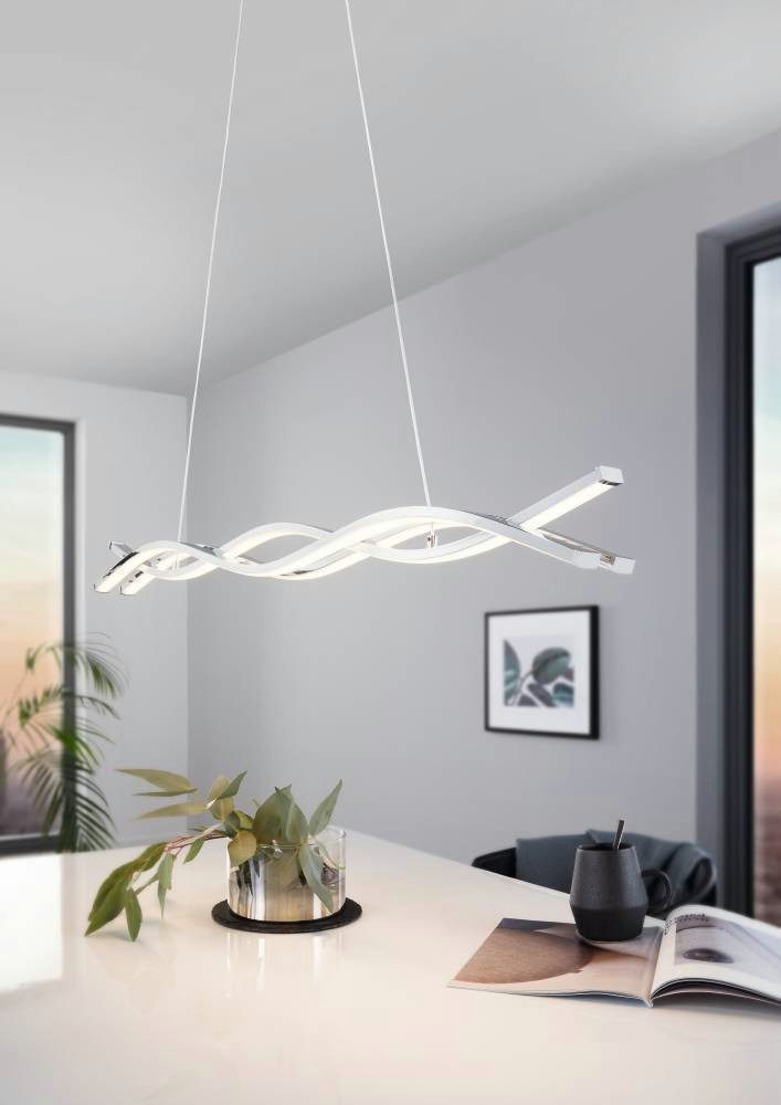 EGLO Hanglamp LASANA 2 hanglamp, chroom, wit, pendellamp, 3-vlamig, modern