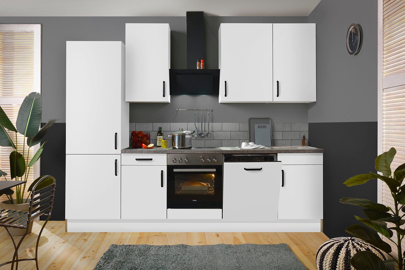wiho Küchen Keukenblok "Simi", met verstelbare voeten, breedte 280 cm, keuze met elektrische apparaten, soft-close functie in lades & uittrekken