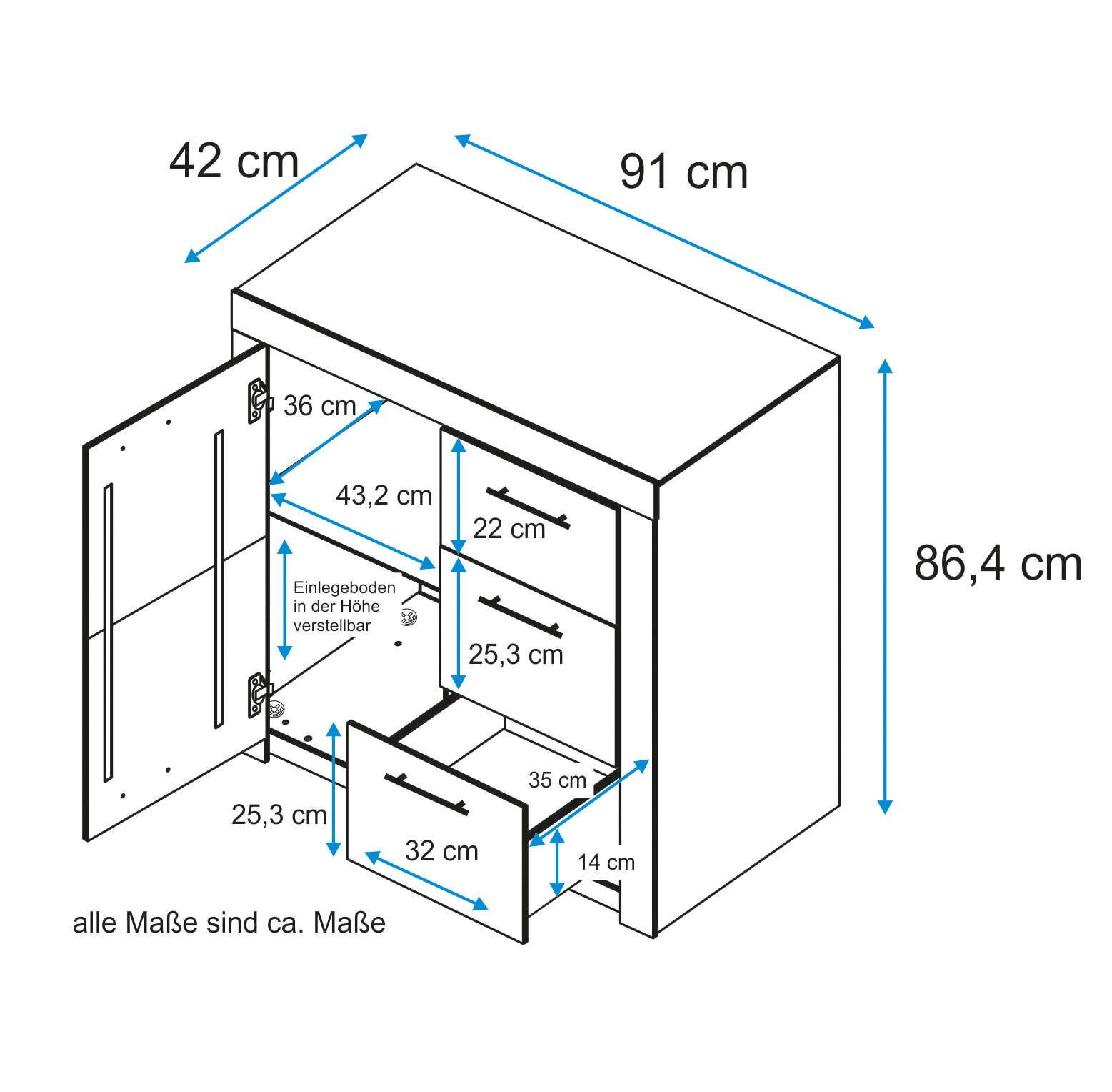 VOGL Möbelfabrik Kast Toronto Breedte 91 cm