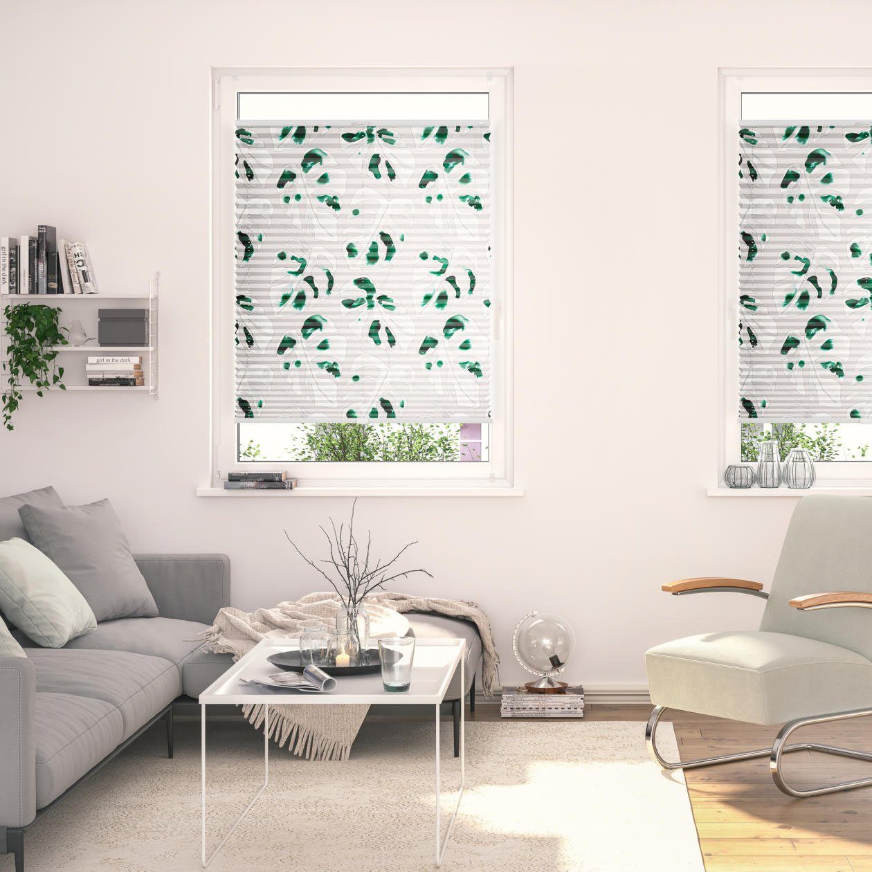 LICHTBLICK Plissé Klemmfix, zonder boren, ondoorzichtig, gatenplant - groen (1 stuk) plisségordijnen maat 60 cm x 130 cm groen