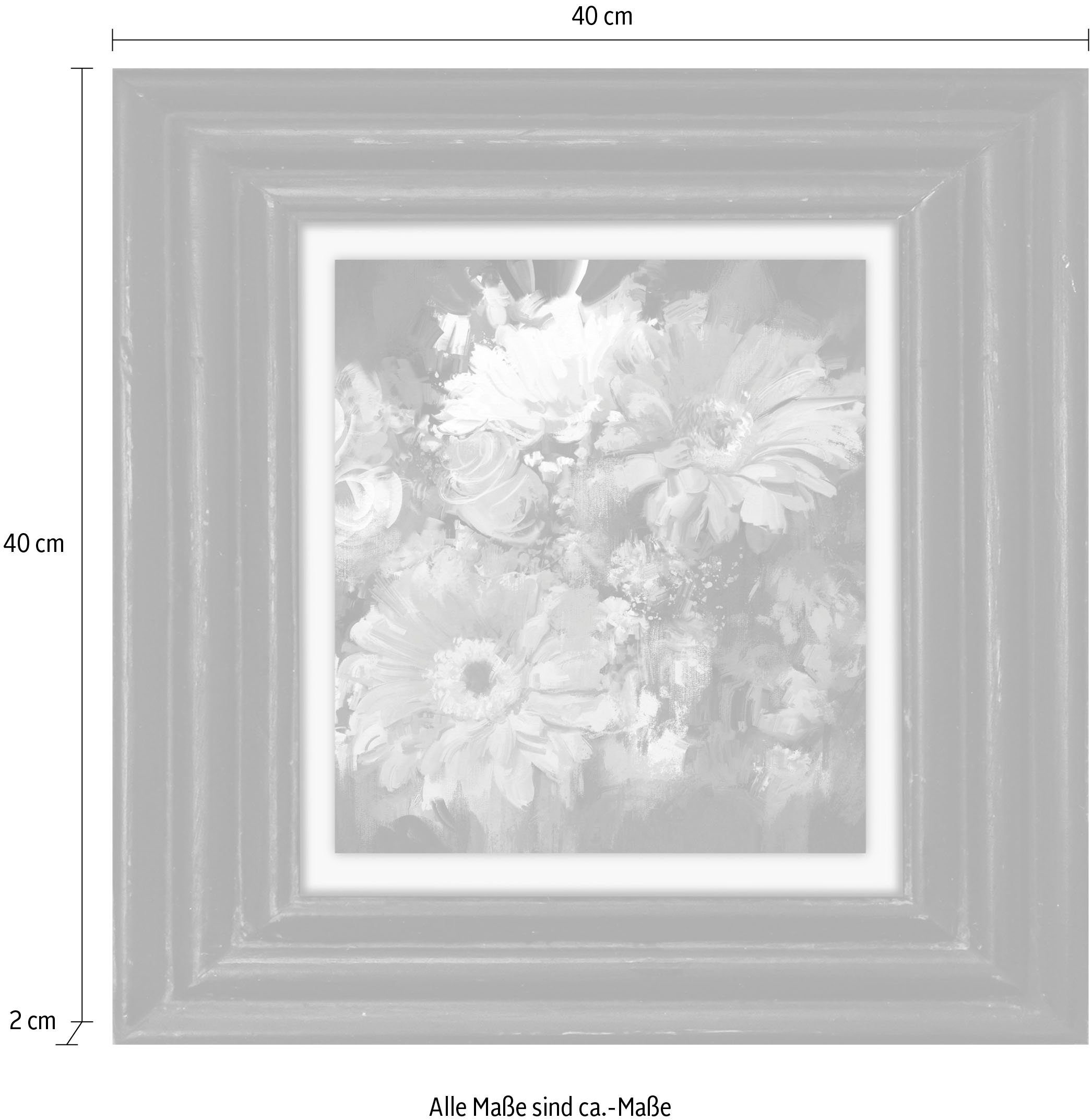 queence Artprint op linnen Bloemen Premium canvasstof, handgemaakt in Duitsland, 40x40cm