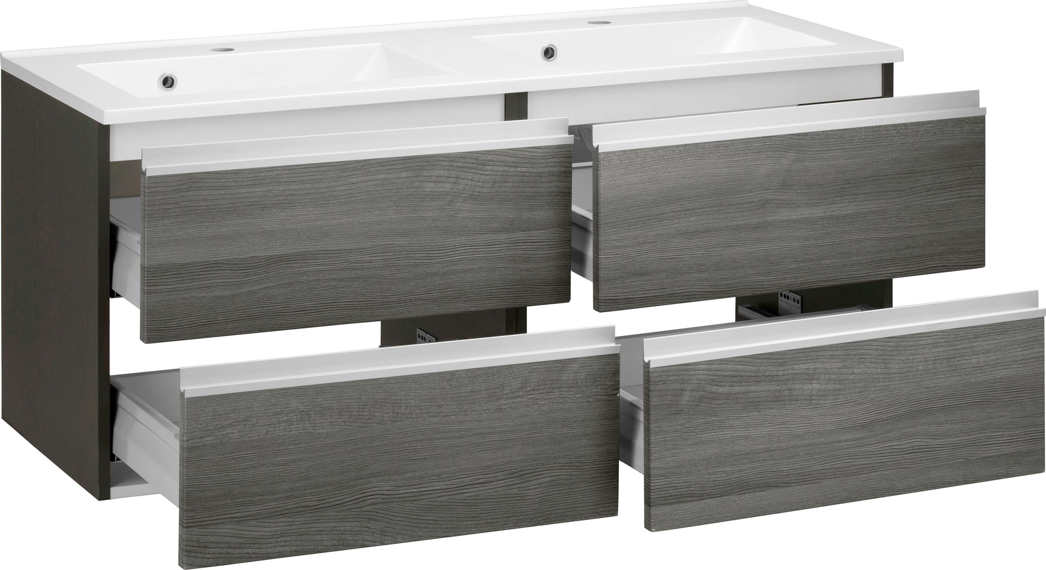 welltime Wastafelonderkast Ohio Badkamermeubel, wastafelonderkast inclusief wasbak, breedte 120 cm
