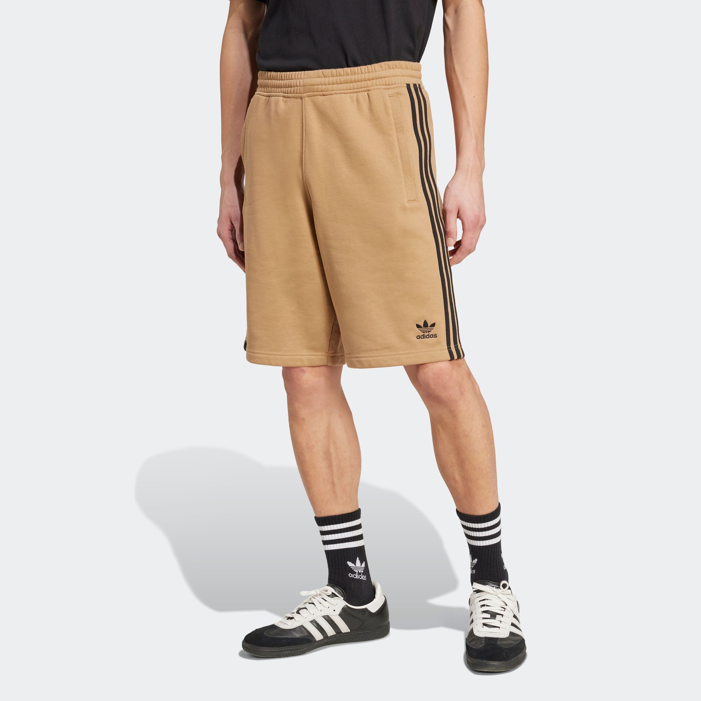 adidas Originals Short 3-STRIPE SHORT Drie-strepen sweat shorts van zacht french terry materiaal (1-delig) heren bermuda broeken maat S beige