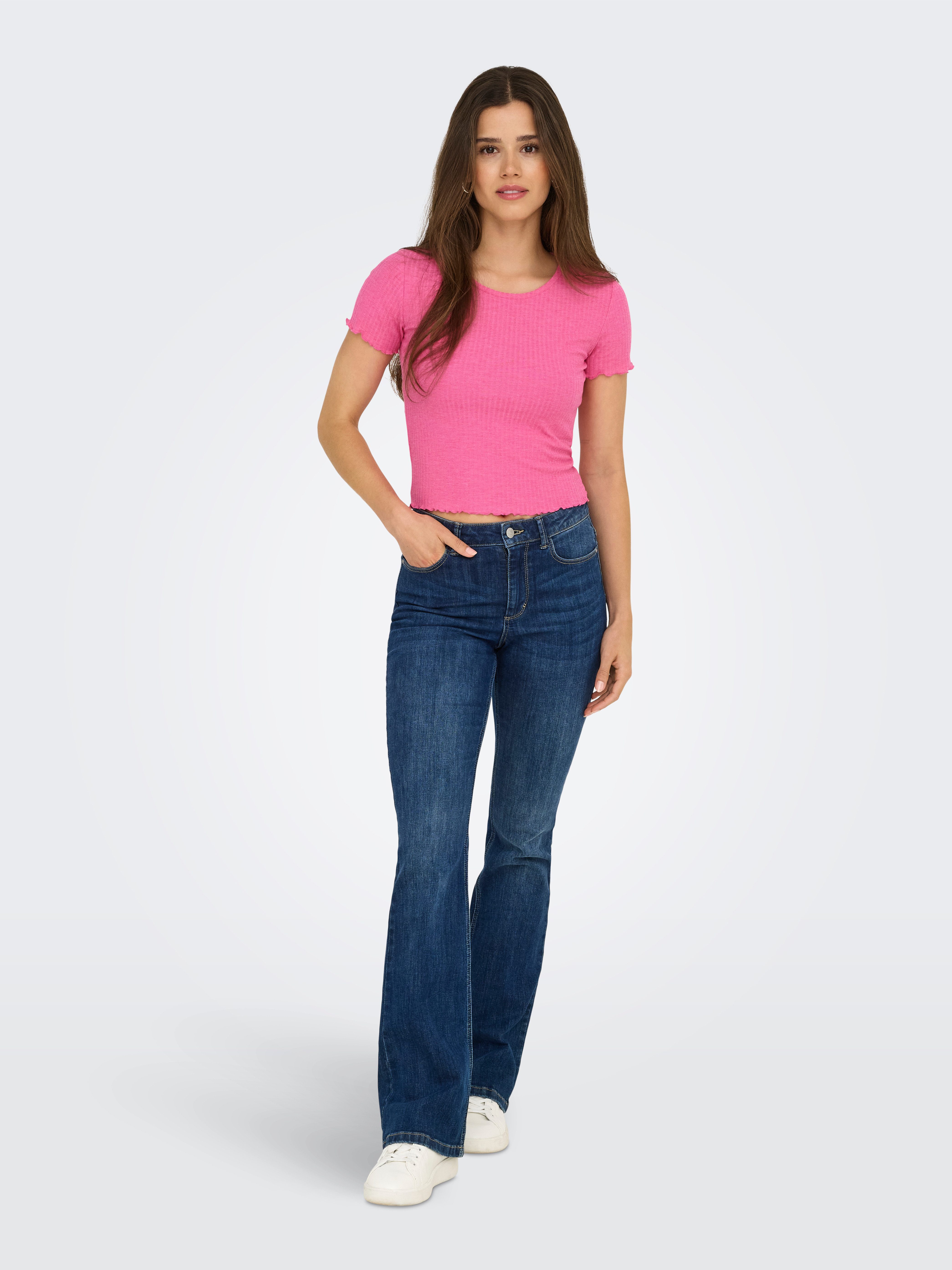 Only Shirt met ronde hals ONLEMMA S/S SHORT TOP NOOS JRS