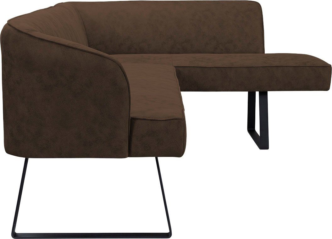 exxpo - sofa fashion Hoekbank Americano met opstaande naad en metalen poten, bekleding in verschillende kwaliteiten