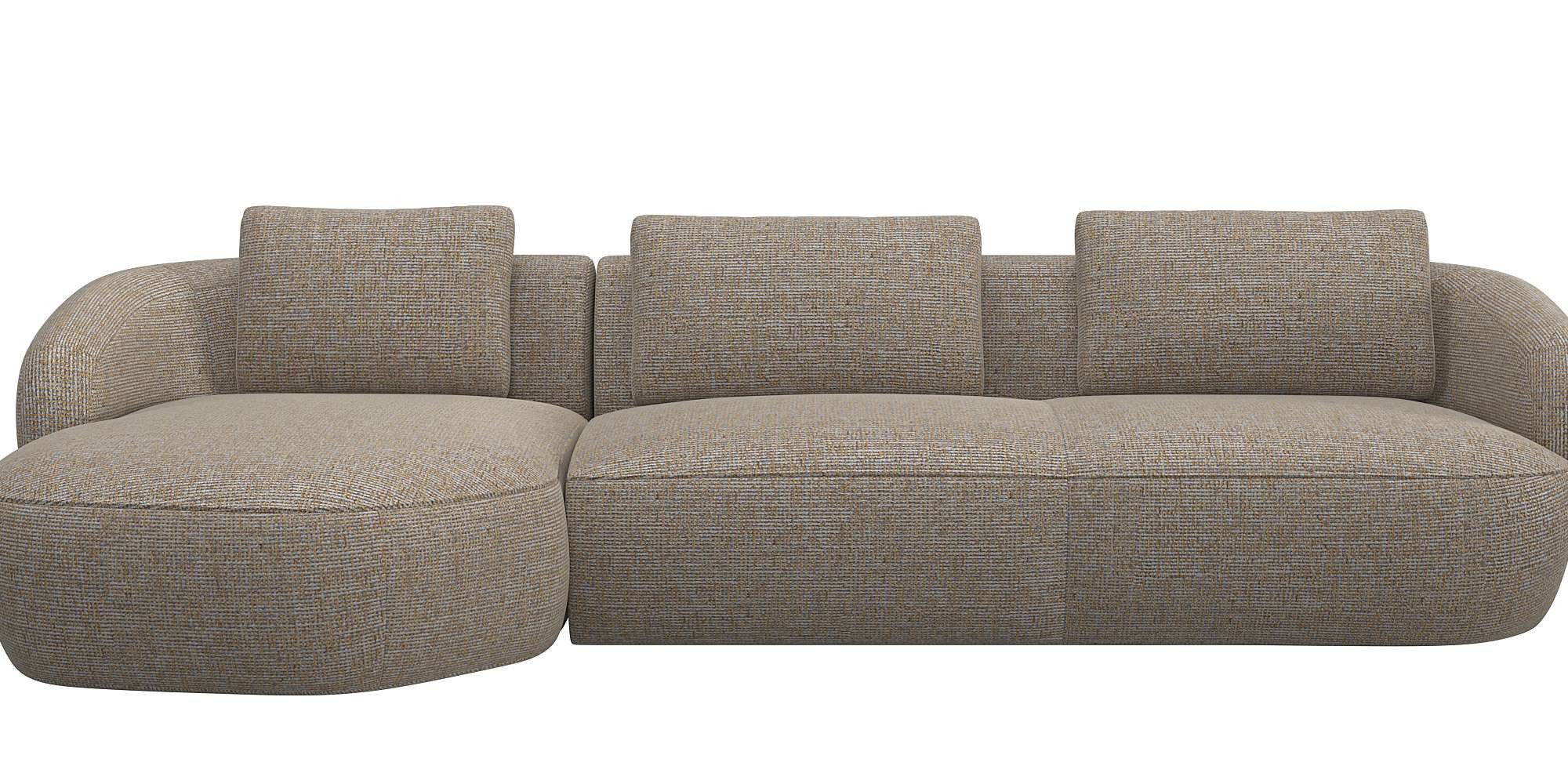 FLEXLUX Zithoek Torino, rond, L-vorm, bankhoek met recamière, longchair-sofa geel, zithoeken, Chaiselongue links