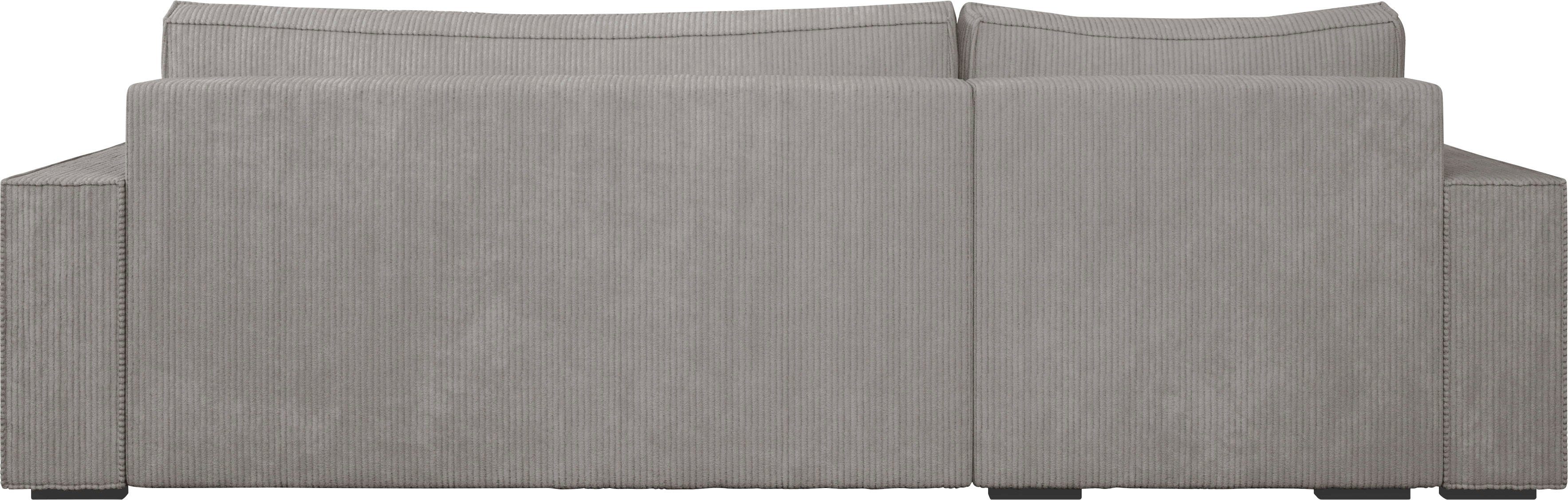 INOSIGN Hoekbank Winton ribfluwelen bank/slaapbank 253 cm Ribfluweel, omkeerbare recamiere, slaapfunctie (130/208 cm), bedbox