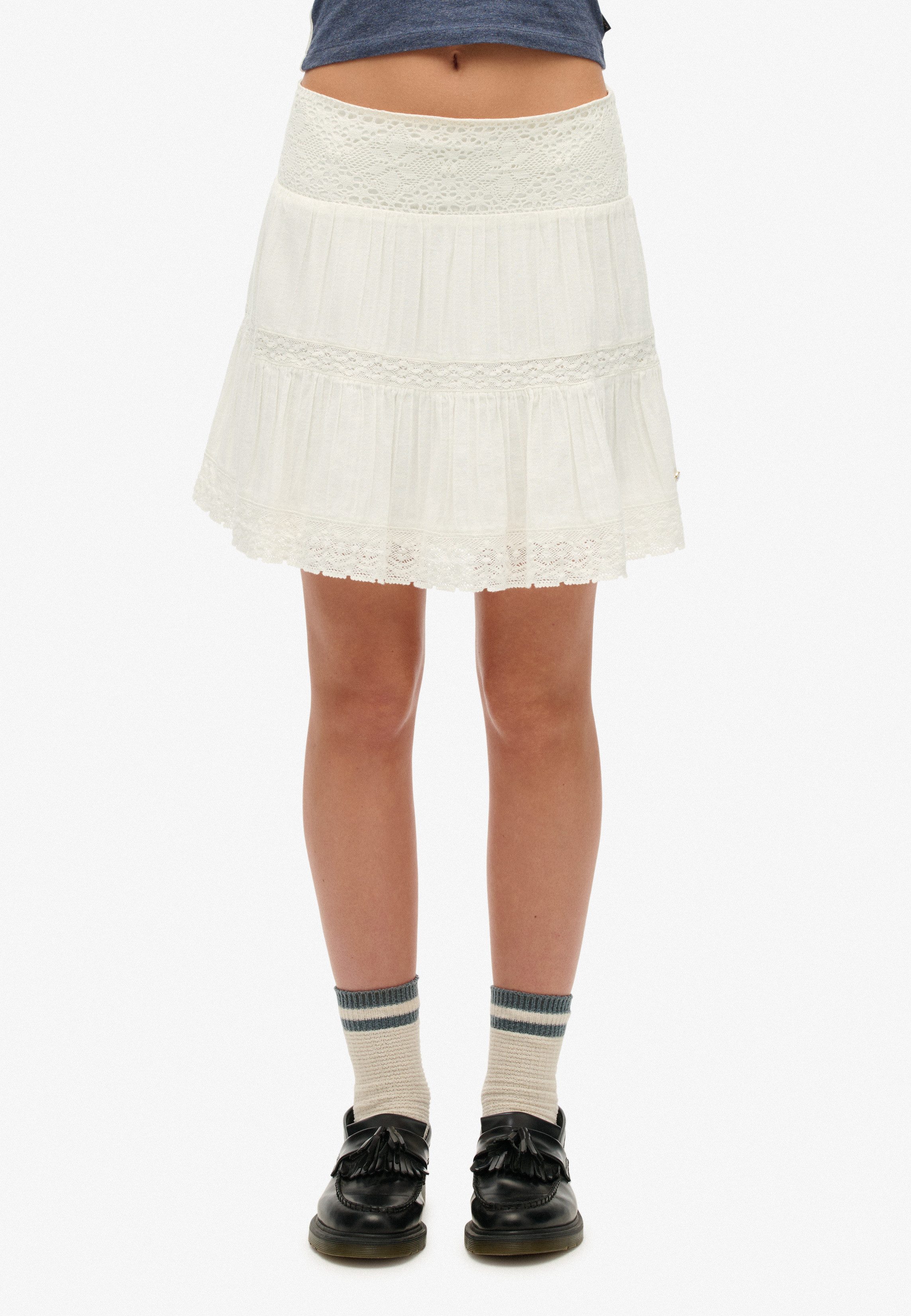 Superdry Minirok IBIZA LACE MIX MINI SKIRT dames minirokken maat L wit