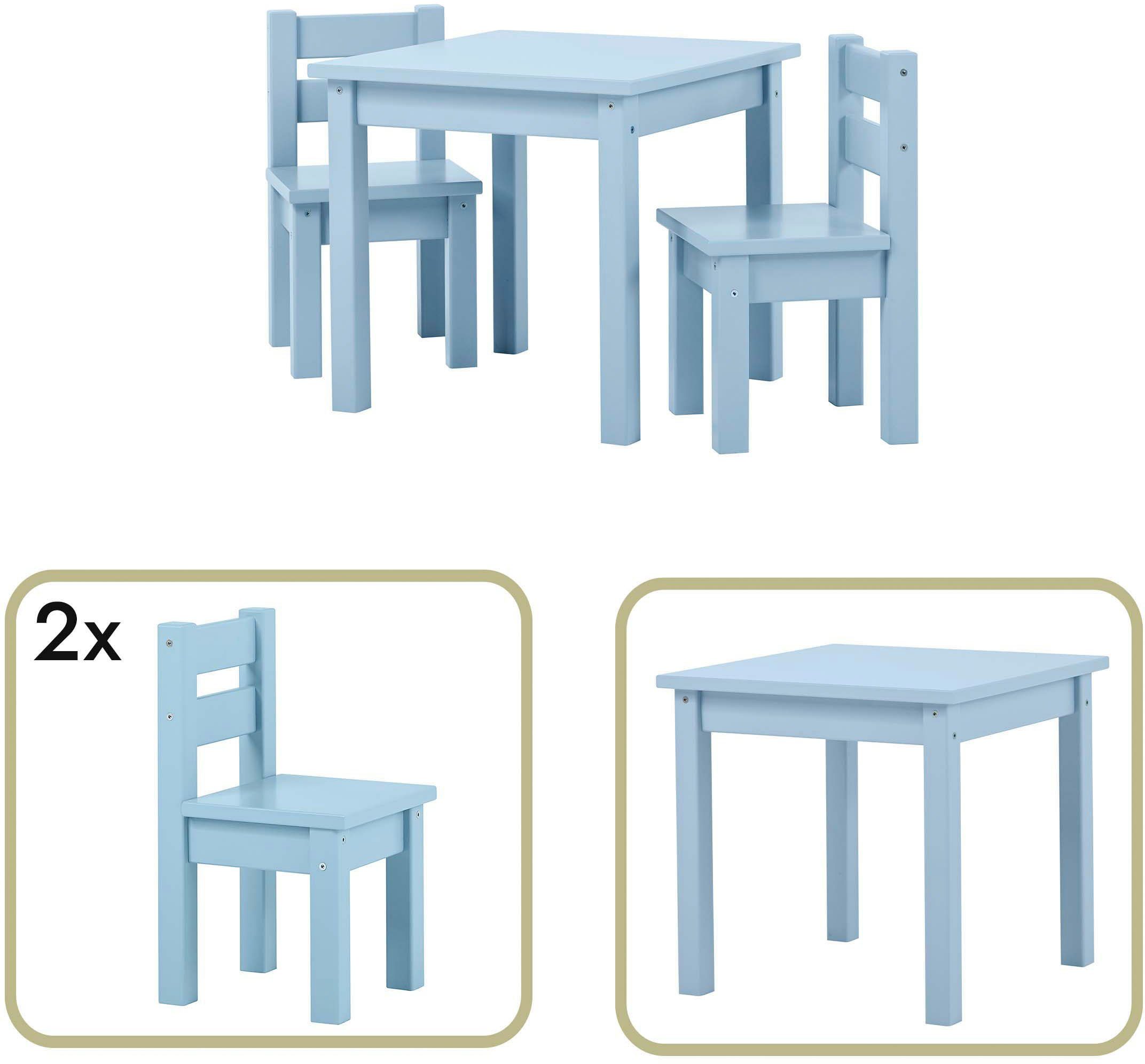 Hoppekids Kinderzithoek MADS kinderzithoek in vele kleuren, met twee stoelen (set, 3-delig)