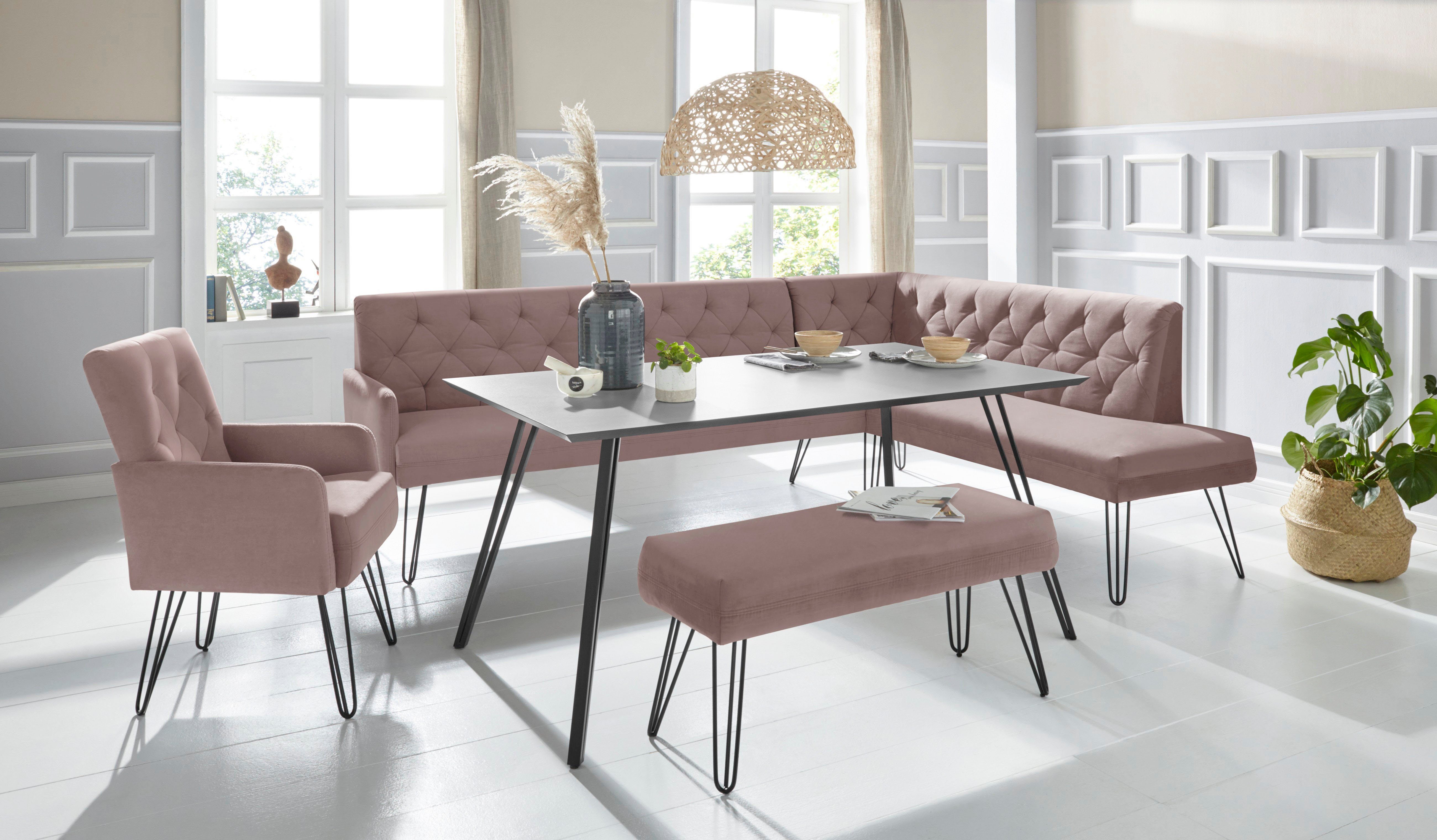 exxpo - sofa fashion Hoekbank Doppio, Chesterfield look, comfortabel en handig, hoge designvoeten