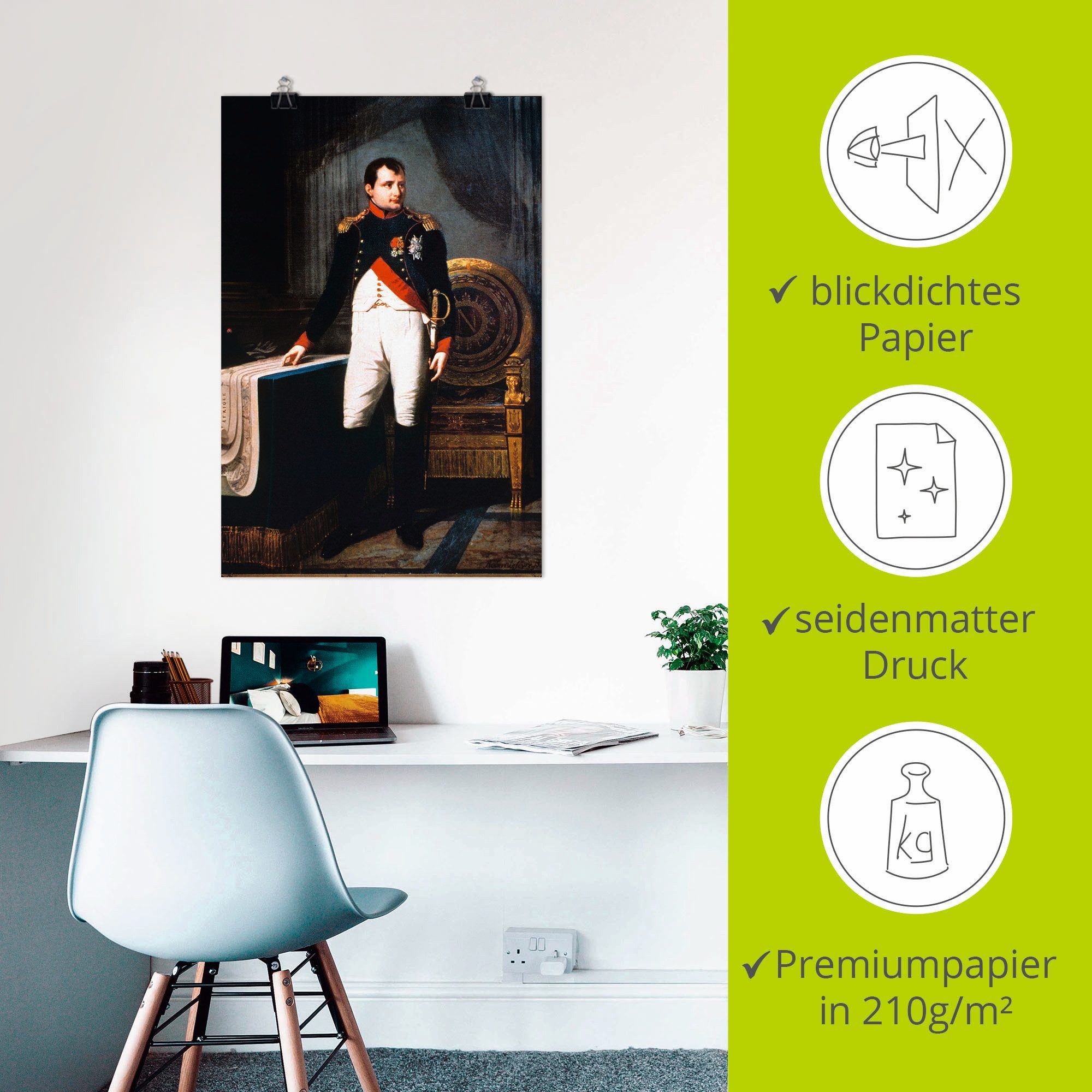 Artland Poster Napoleon Bonaparte, 1809 als artprint van aluminium, artprint op linnen, muursticker of poster in verschillende maten