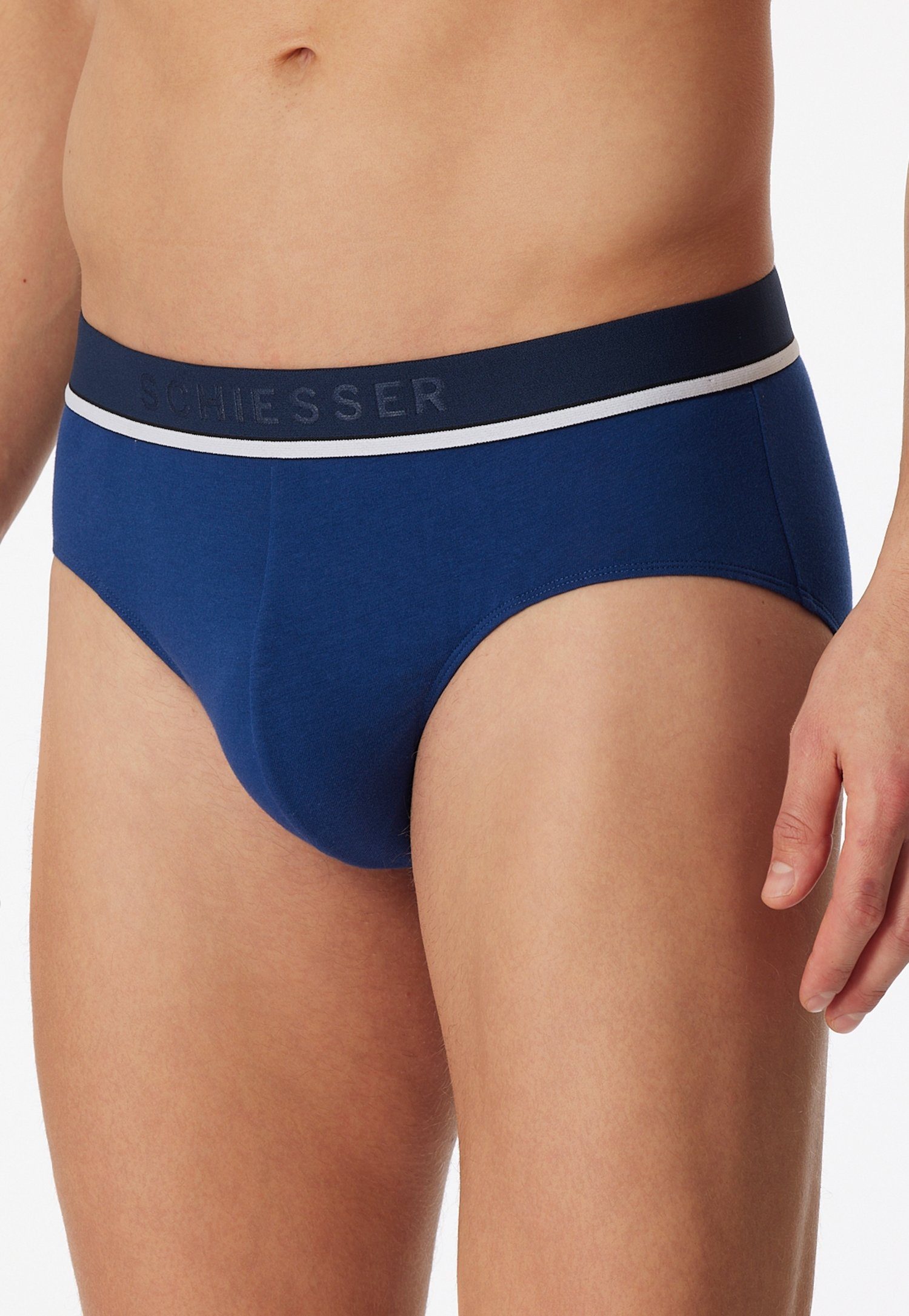 Schiesser Rio-slip 95/5 met sportieve logo-webgummiband met smalle witte aanzet (3 stuks)