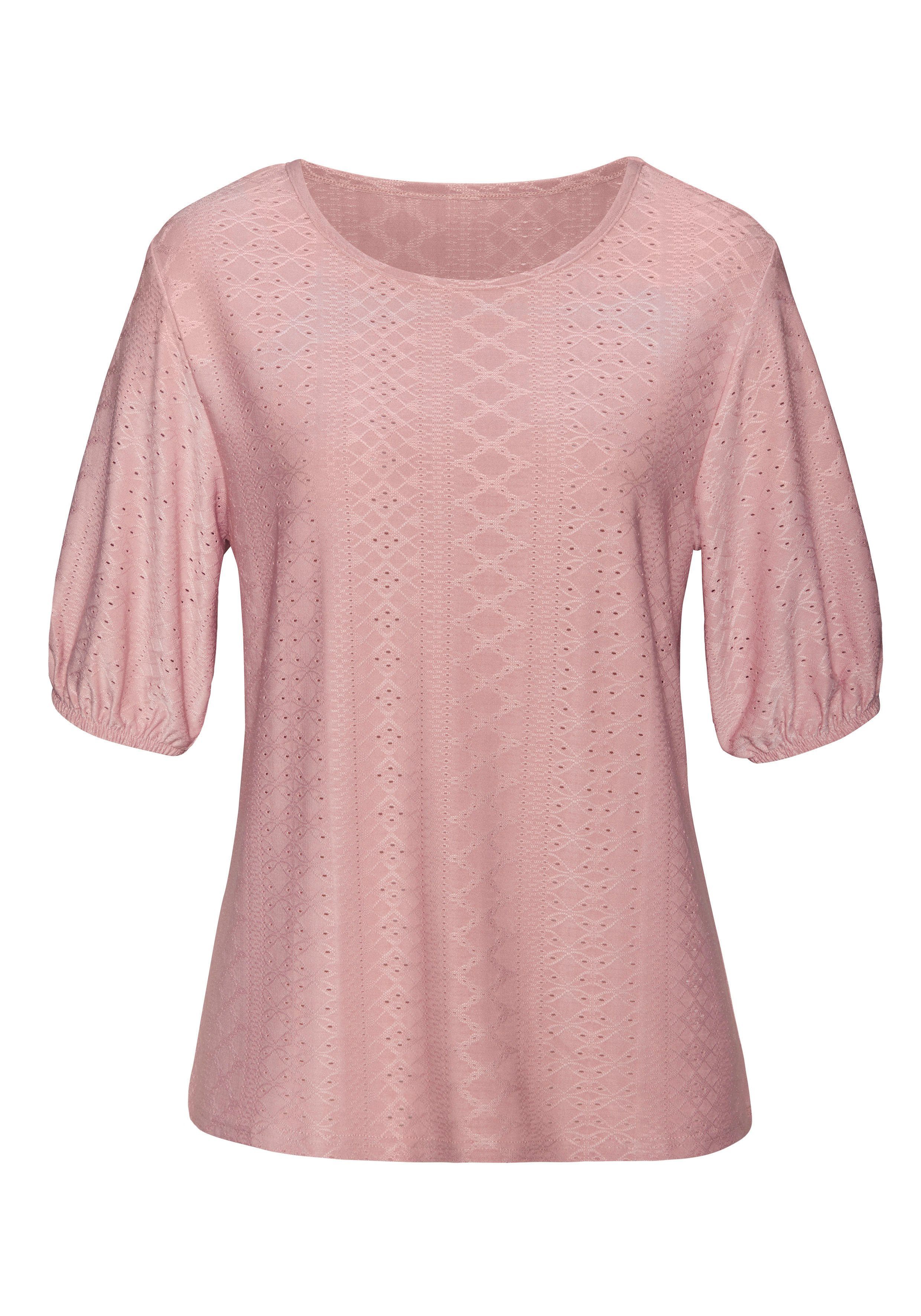 Vivance Shirt met korte mouwen Met broderie anglaise in een gemakkelijk te onderhouden kwaliteit (2-delig, Set van 2)