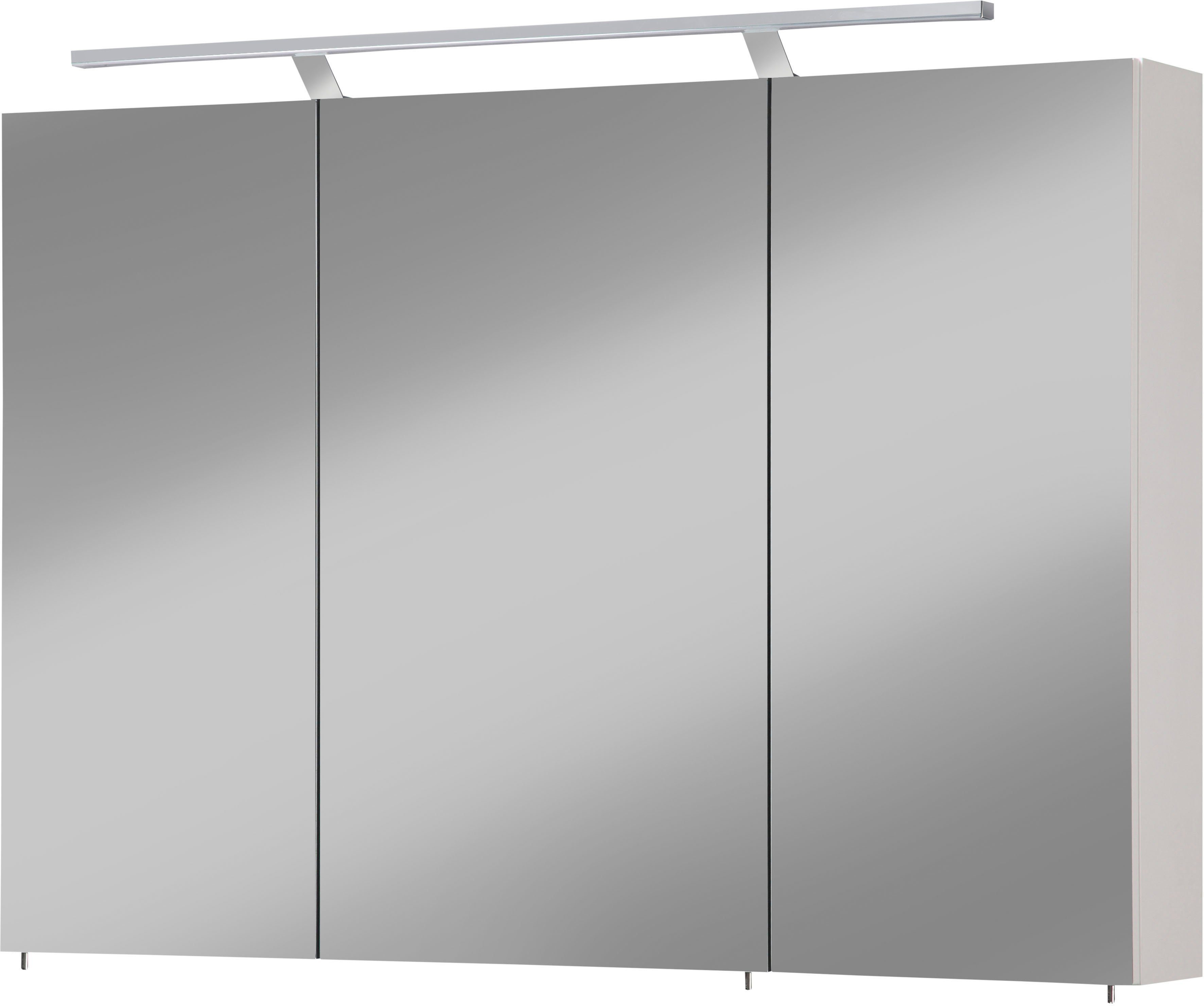 welltime Spiegelkast Torino made in Germany Breedte 100 cm, 3-deurs, ledverlichting, schakelaar-/stekkerdoos spiegels & verlichting wit