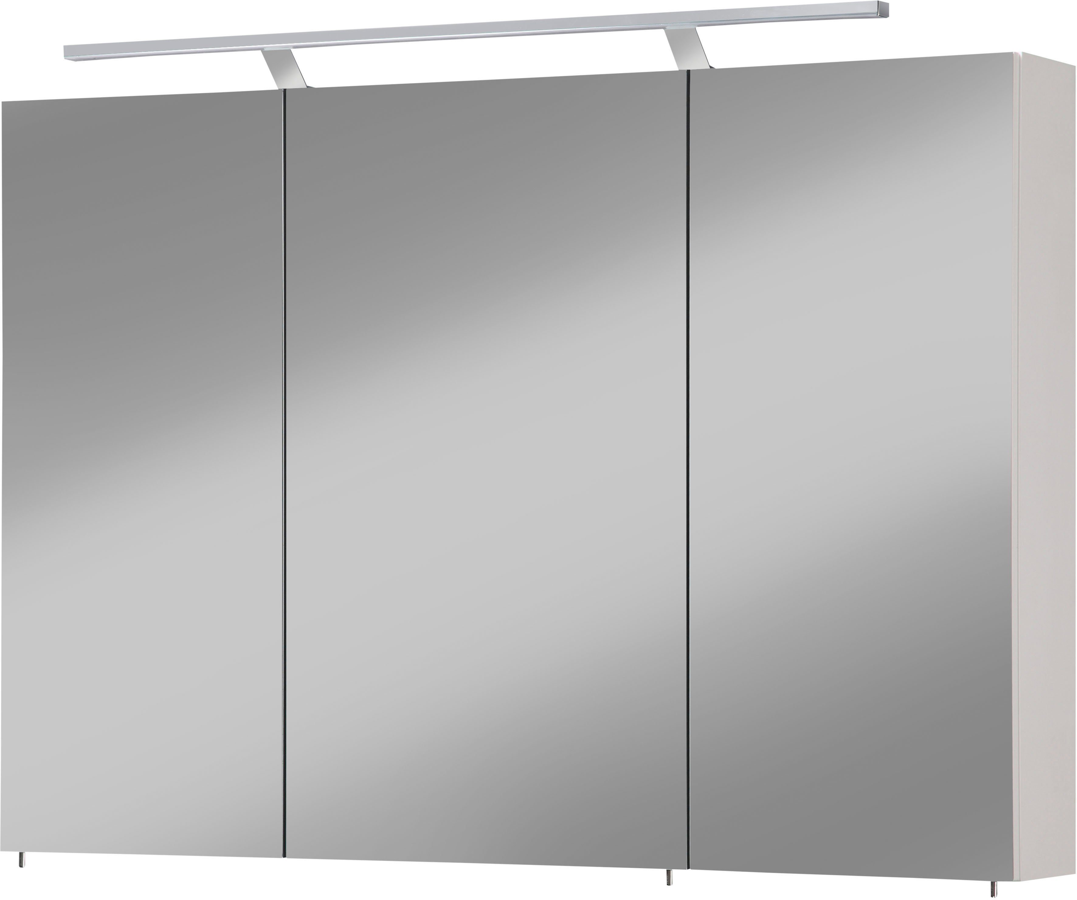 welltime Spiegelkast Torino Breedte 100 cm, 3-deurs, ledverlichting, schakelaar--stekkerdoos