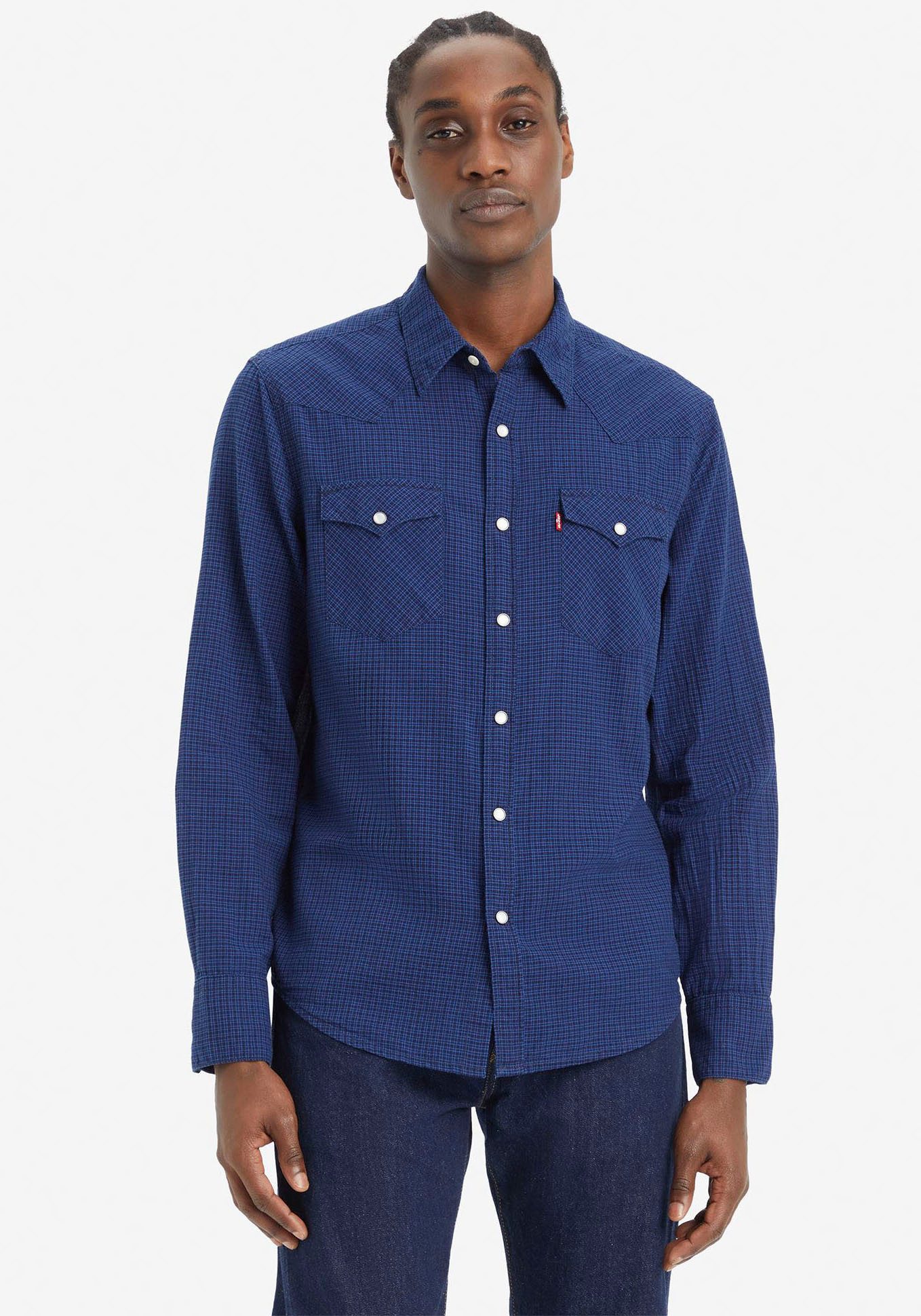 Levi's Flanellen overhemd BARSTOW WESTERN STANDARD in verschillende ruitdessins heren casual overhemden maat S (44/46) blauw