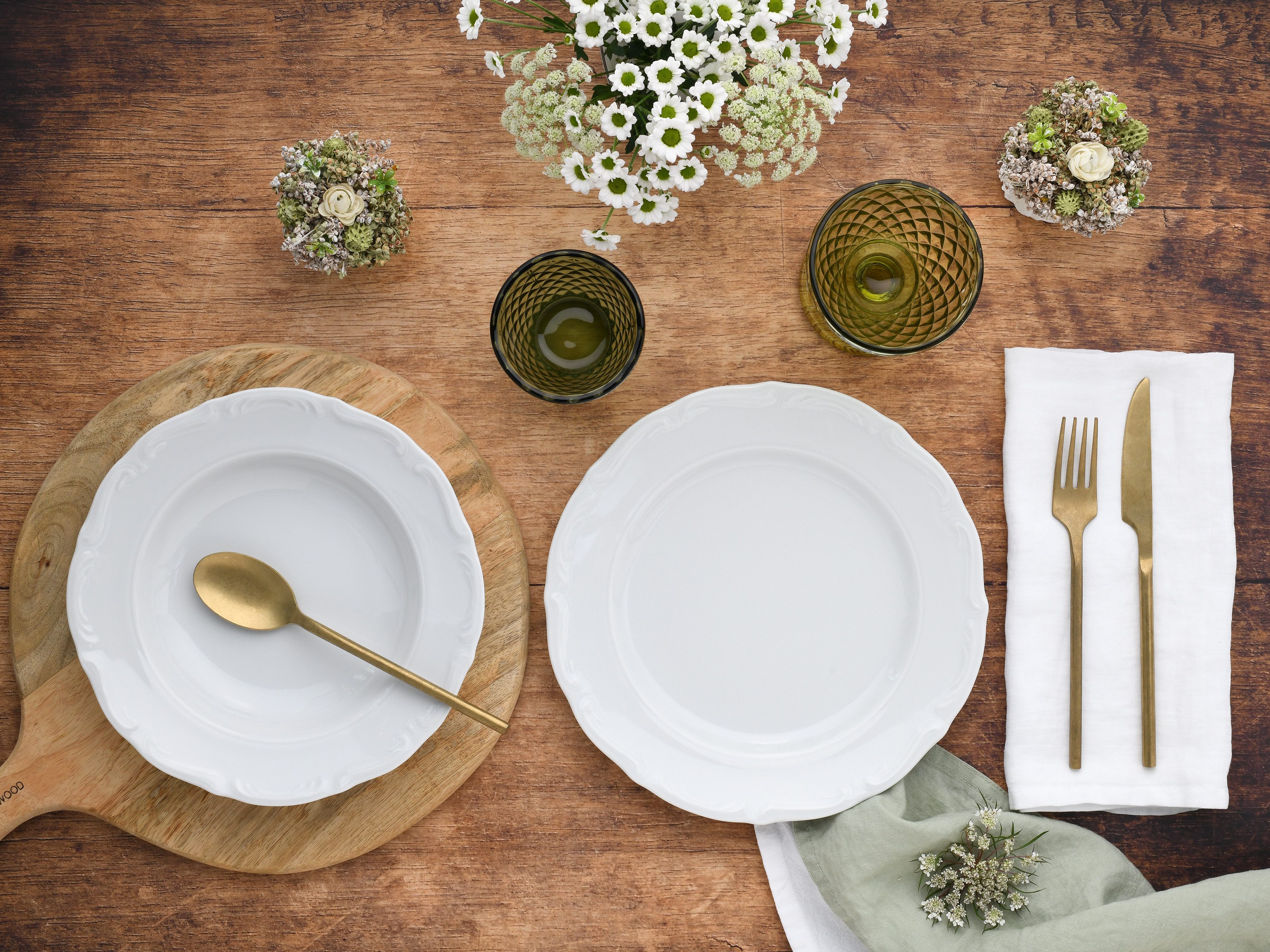 CreaTable Eetservies Servies-set Maria Theresia Serviesgoed, bord set, wit, 12 delen, voor 6 personen (set, 12-delig)