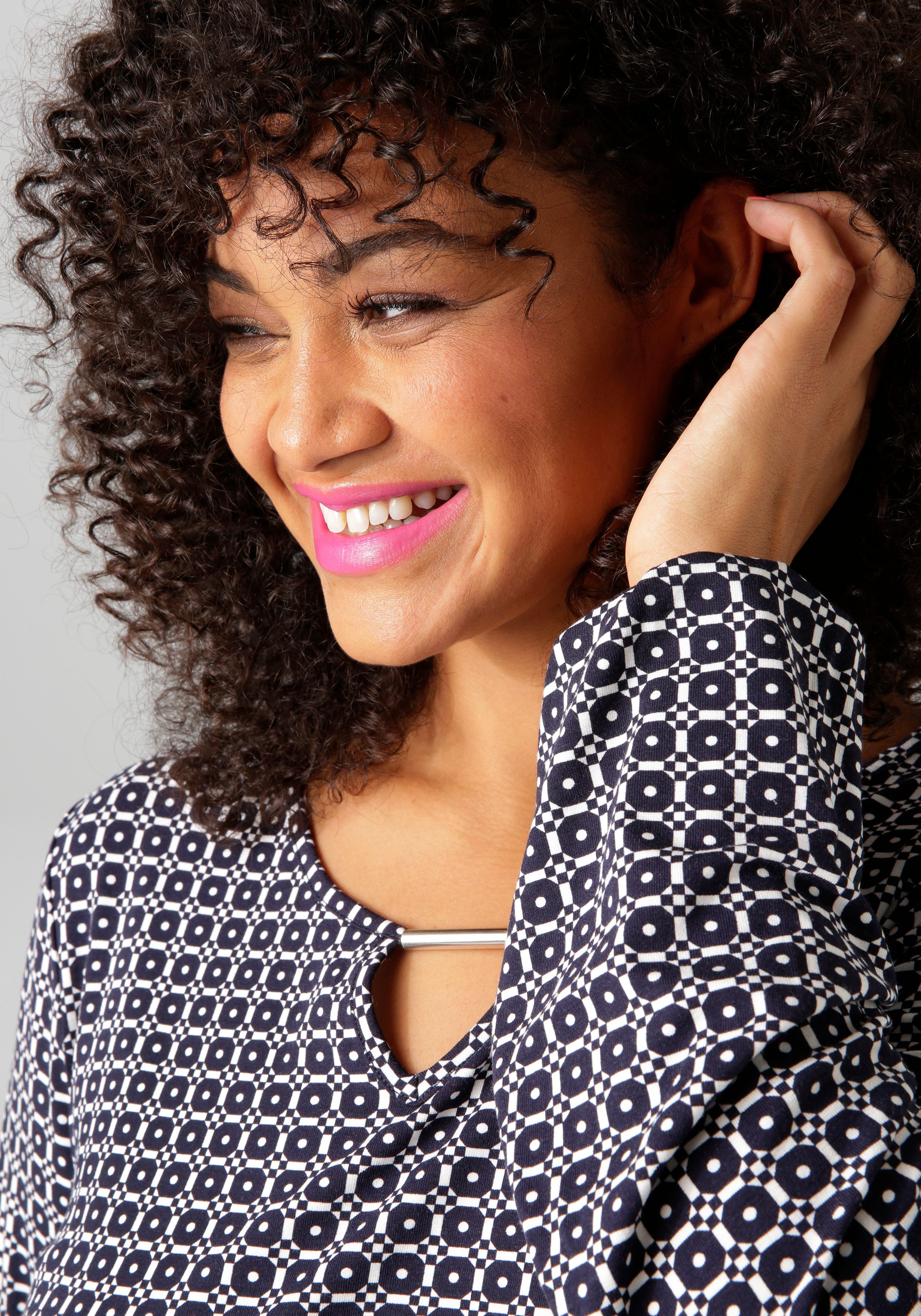 Aniston PLUS Shirt met lange mouwen met grafische all-over print