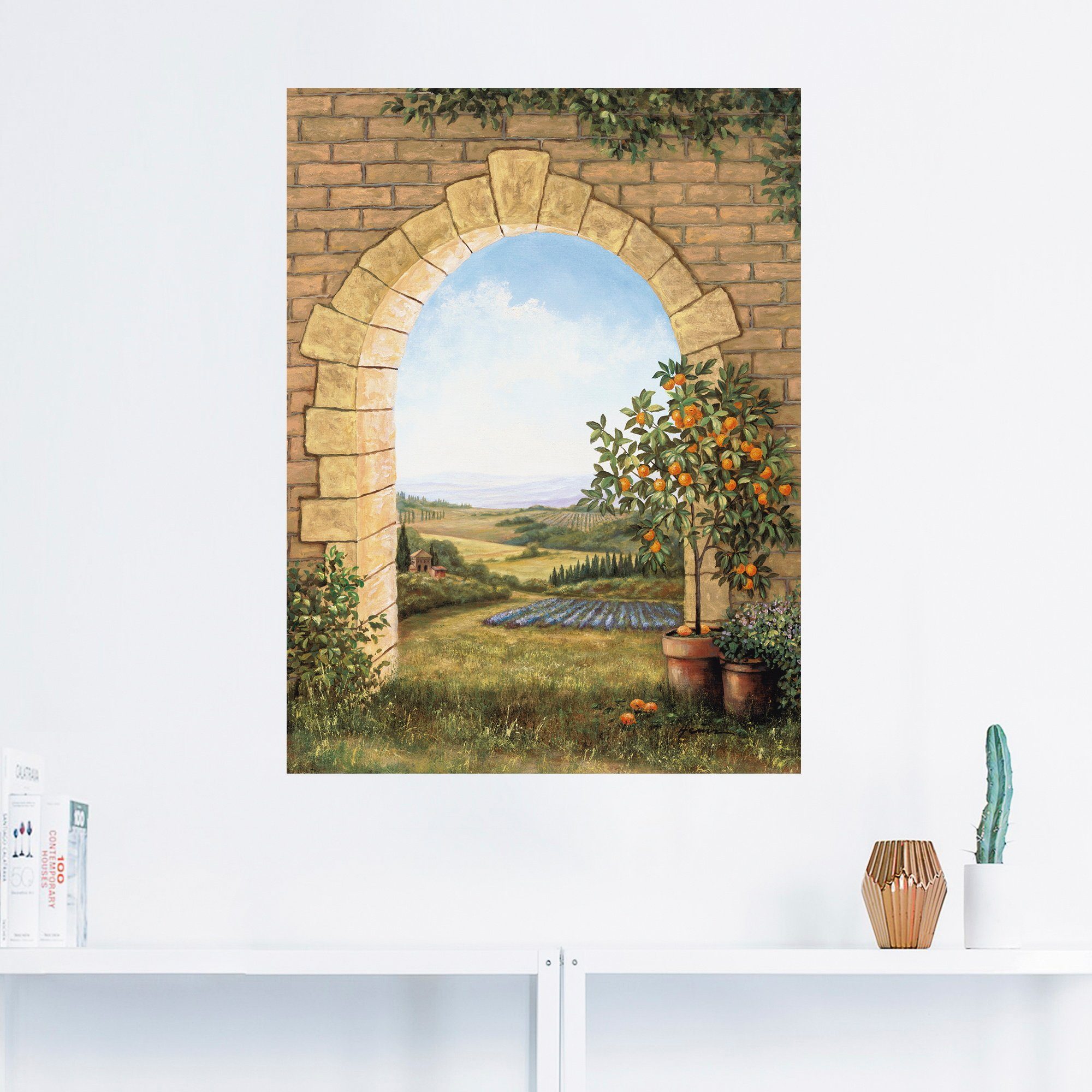 Artland Artprint Sinaasappelboompje voor de boog als artprint van aluminium, artprint voor buiten, artprint op linnen, poster, muursticker