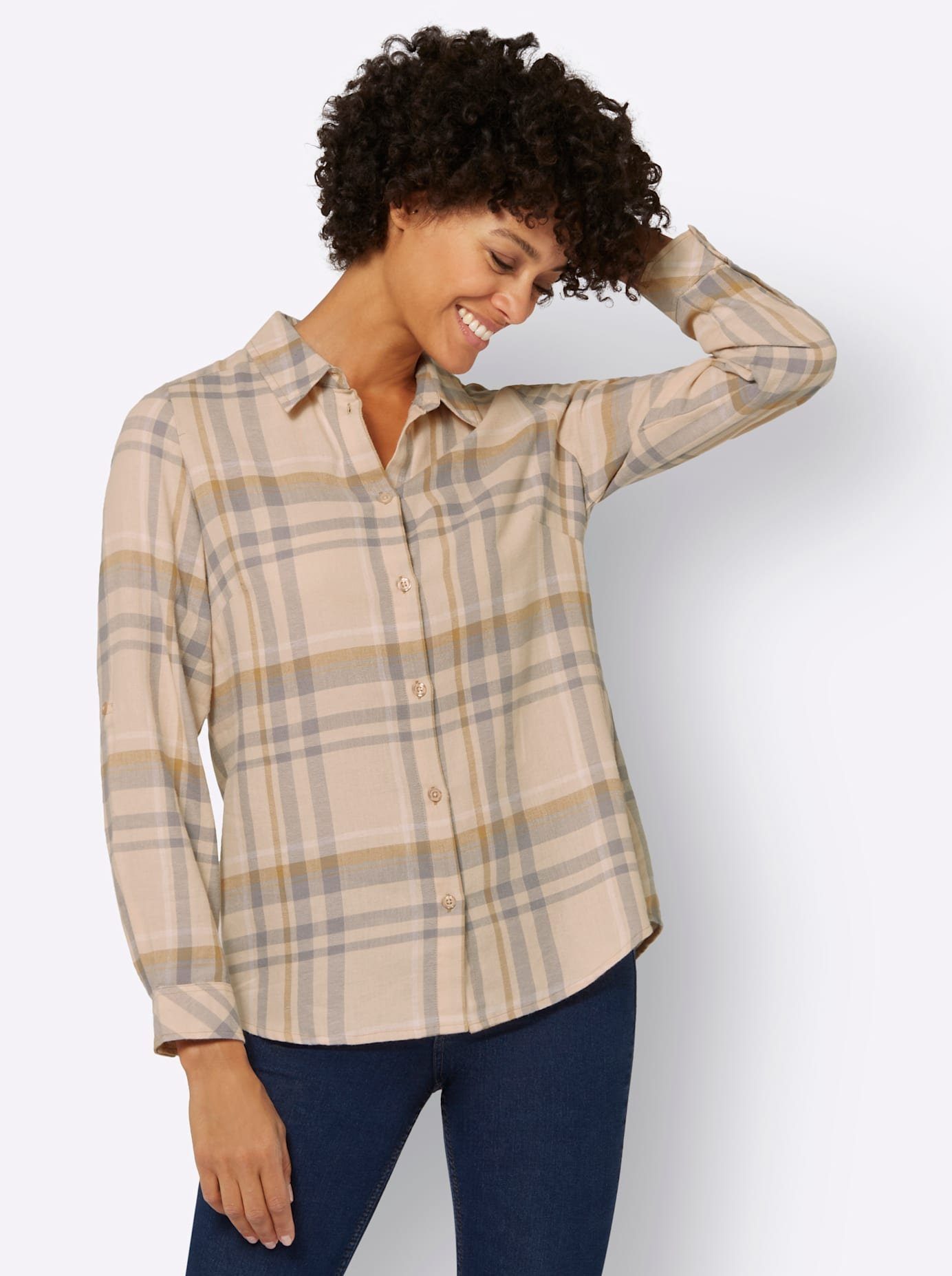 Casual Looks Flanellen blouse dames flanellen blouses maat 40 bruin