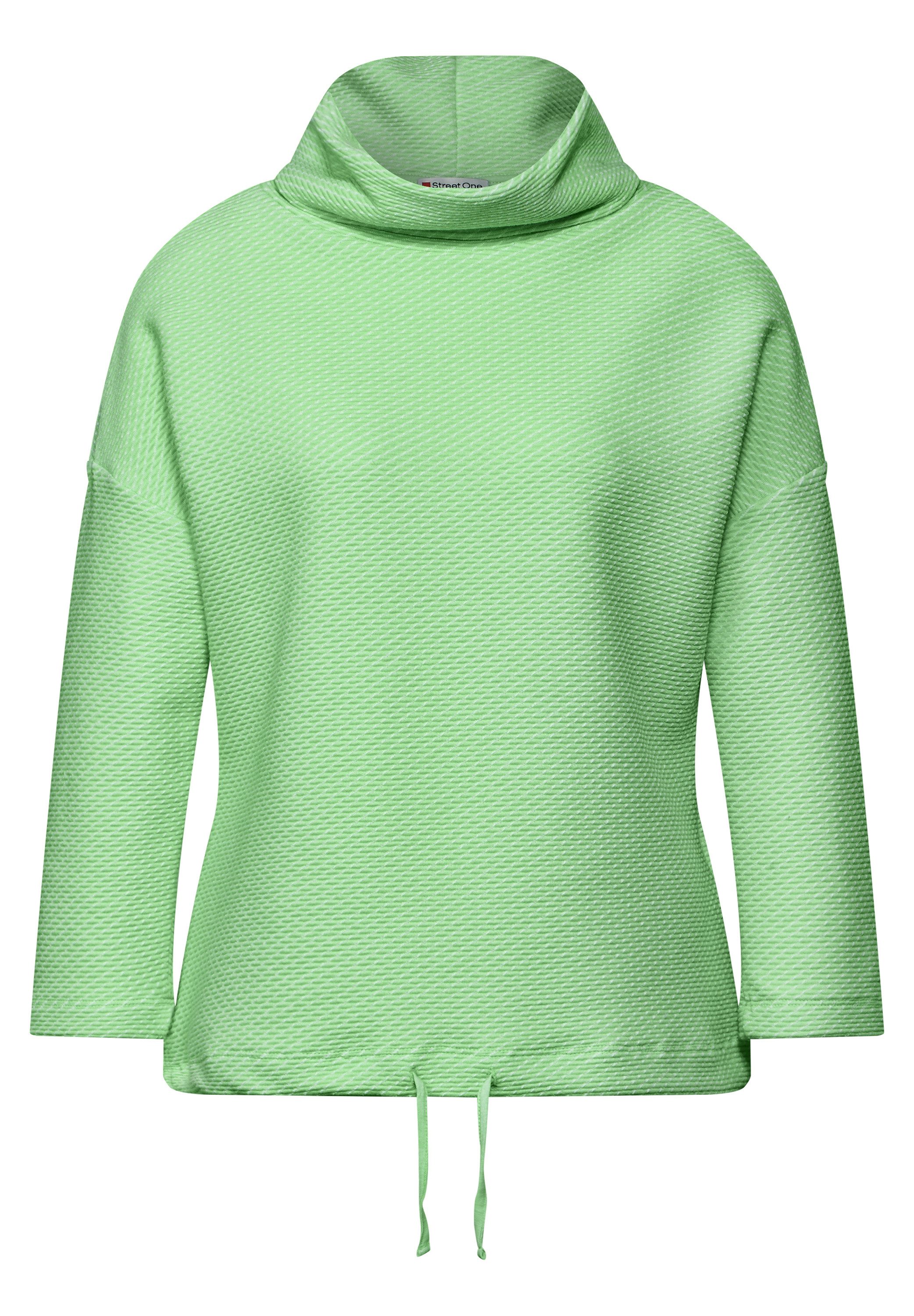 STREET ONE Shirt met 3 4 mouwen in structuur-look en met sjaalkraag
