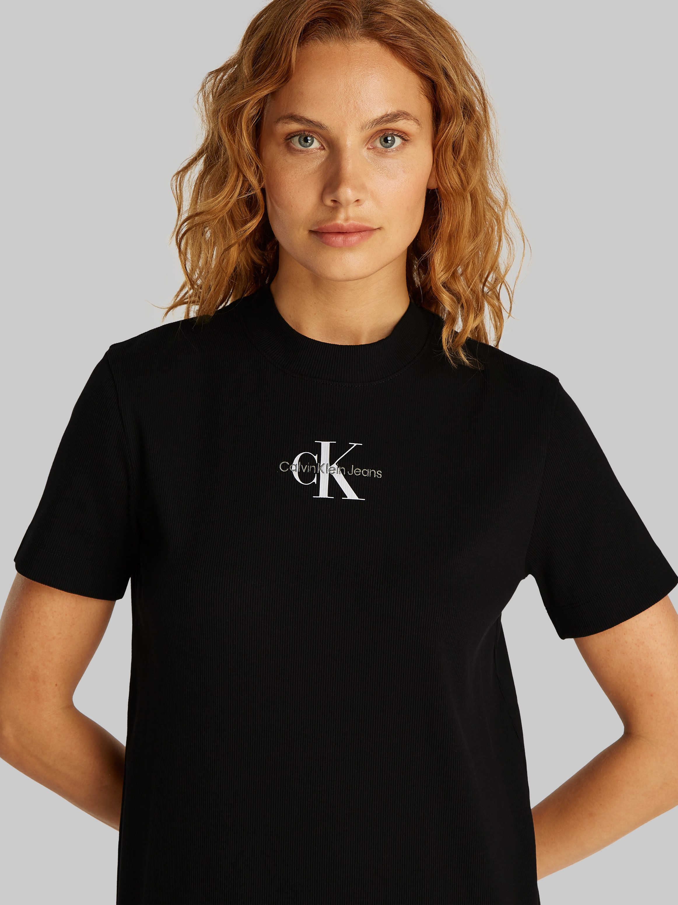 Calvin Klein Midi-jurk MONOLOGO LONG RIB TEE DRESS