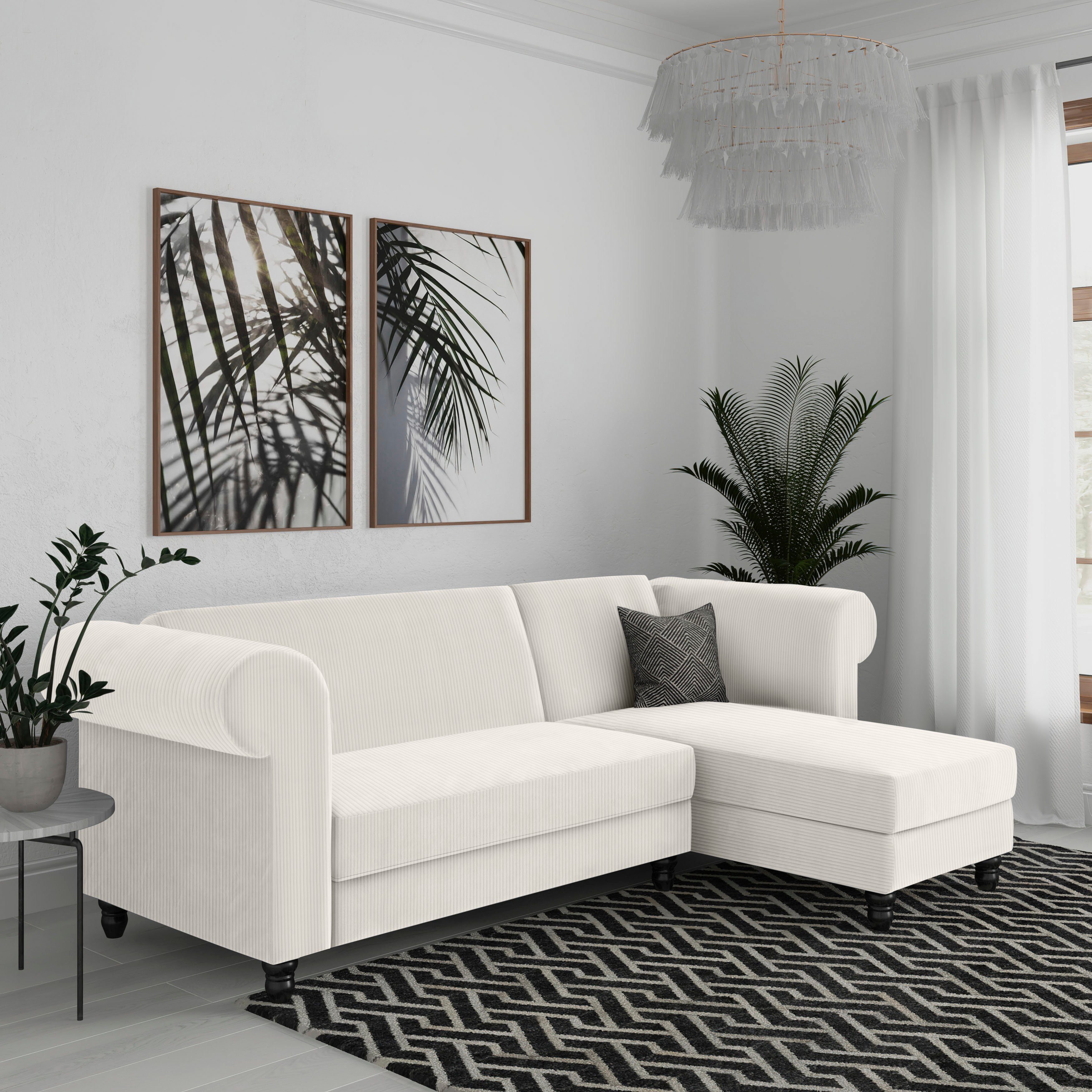 Dorel Home Hoekbank Felix II, L-model, bedbank 241cm (ligoppervlak 108x195 cm),