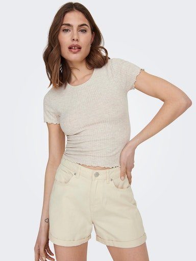 Only Shirt met ronde hals ONLEMMA – Shirt met korte mouwen en golvende zoom