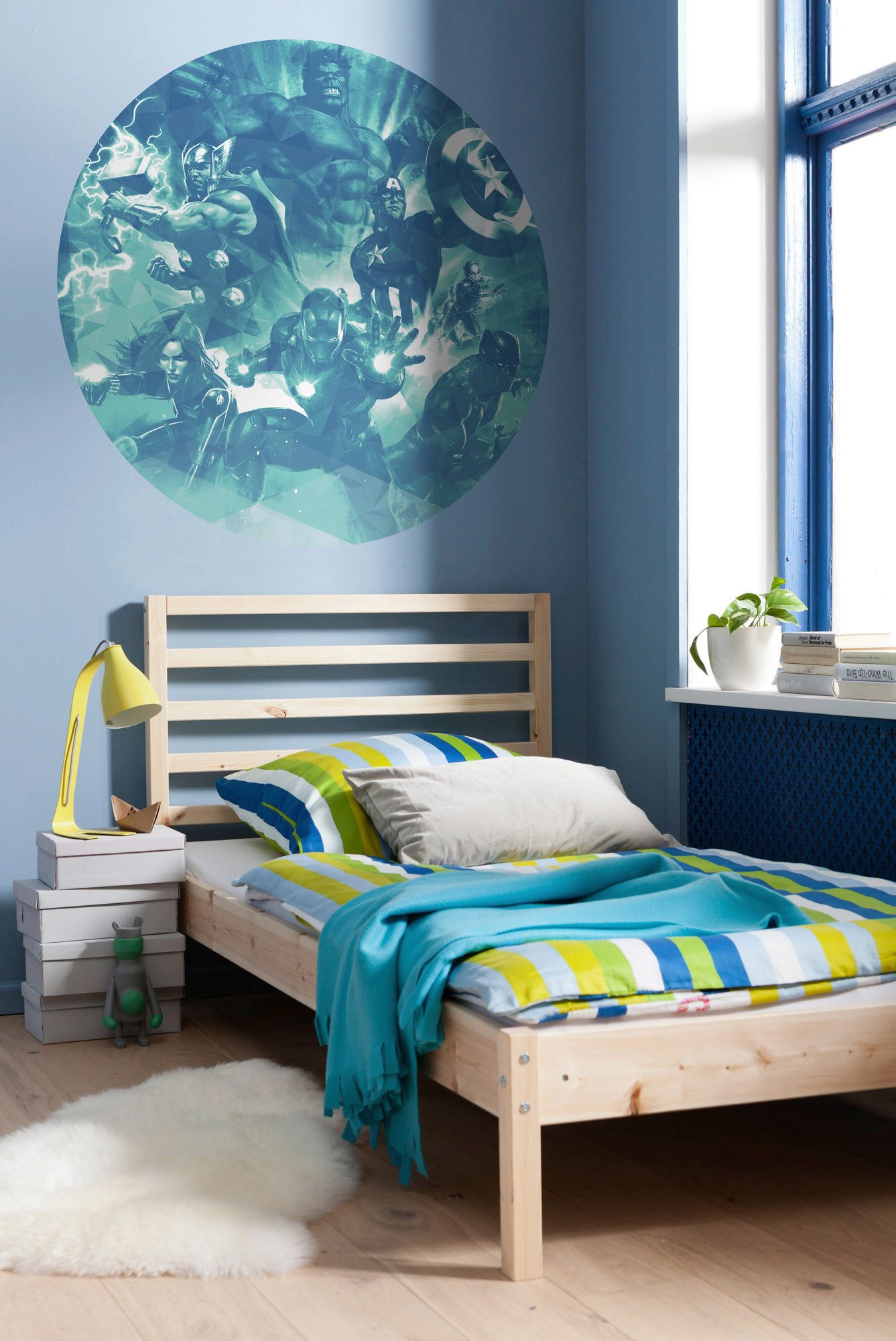Komar Fotobehang Zelfklevend vlies - Avengers Blue Power - Afmeting 125 x 125 cm