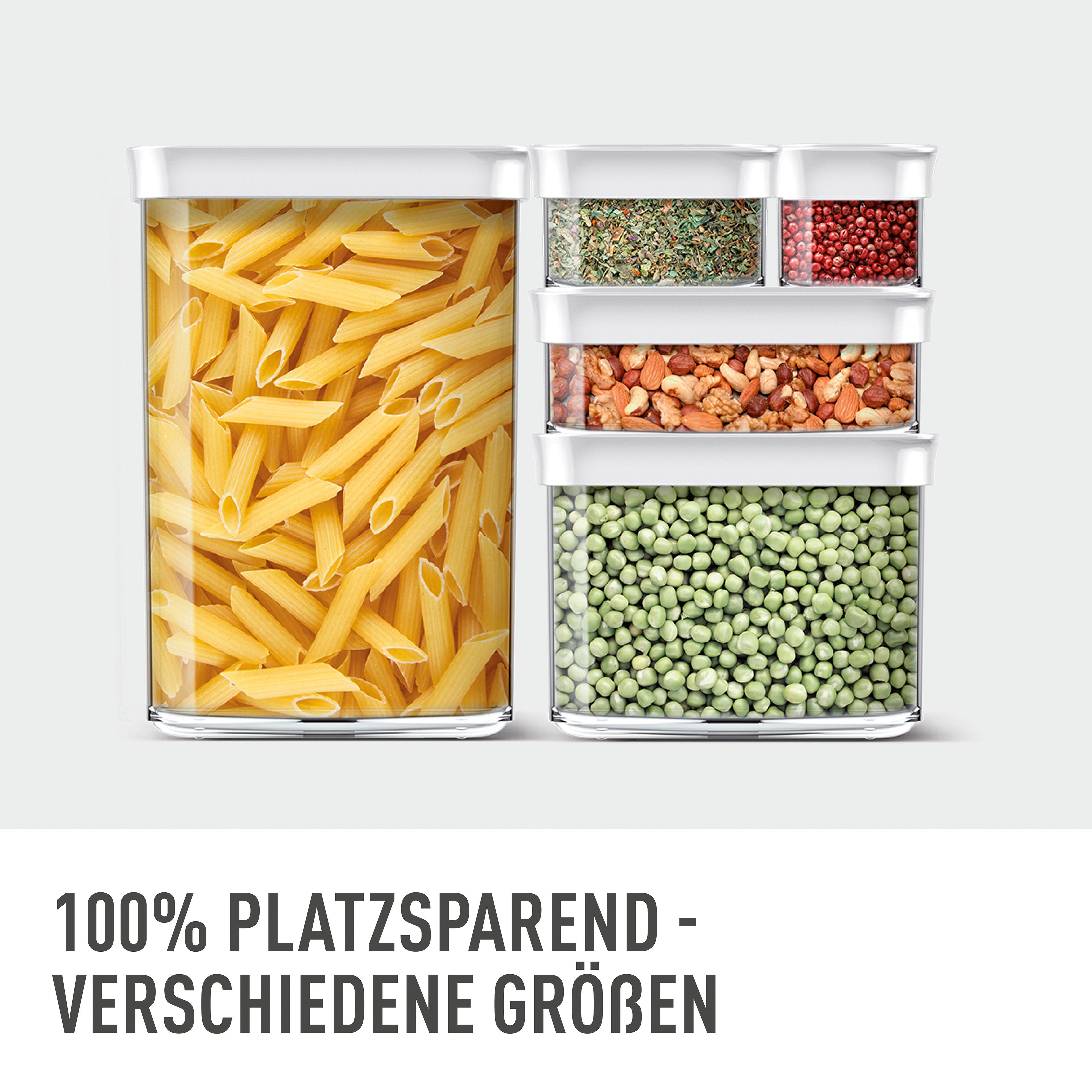 Emsa Voorraadbus OPTIMA 0,45 liter, rechthoekig, vers afdichtingsmateriaal, antislip stapelranden (2-delig)