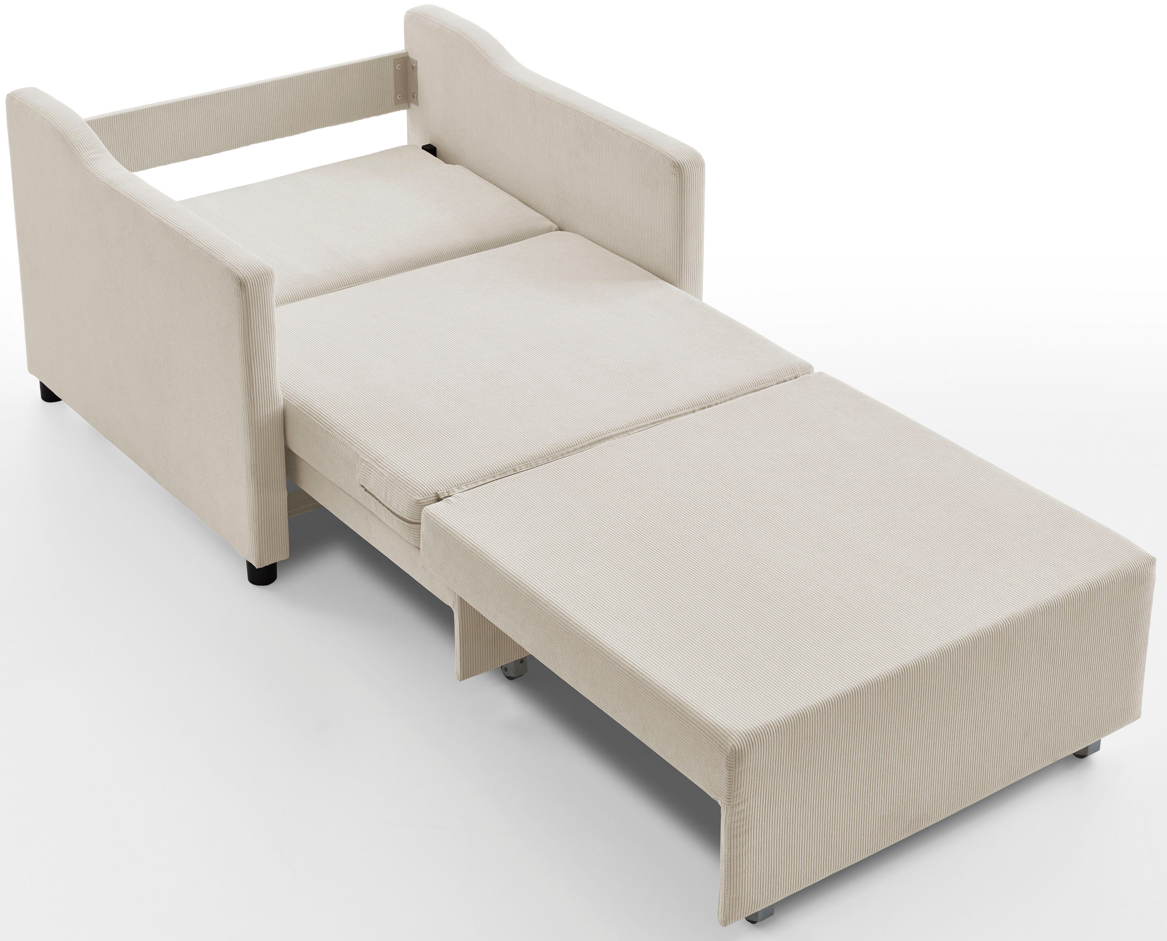 ATLANTIC home collection XXL-fauteuil Anella met cordbekleding, met slaapfunctie, vrij plaatsbaar