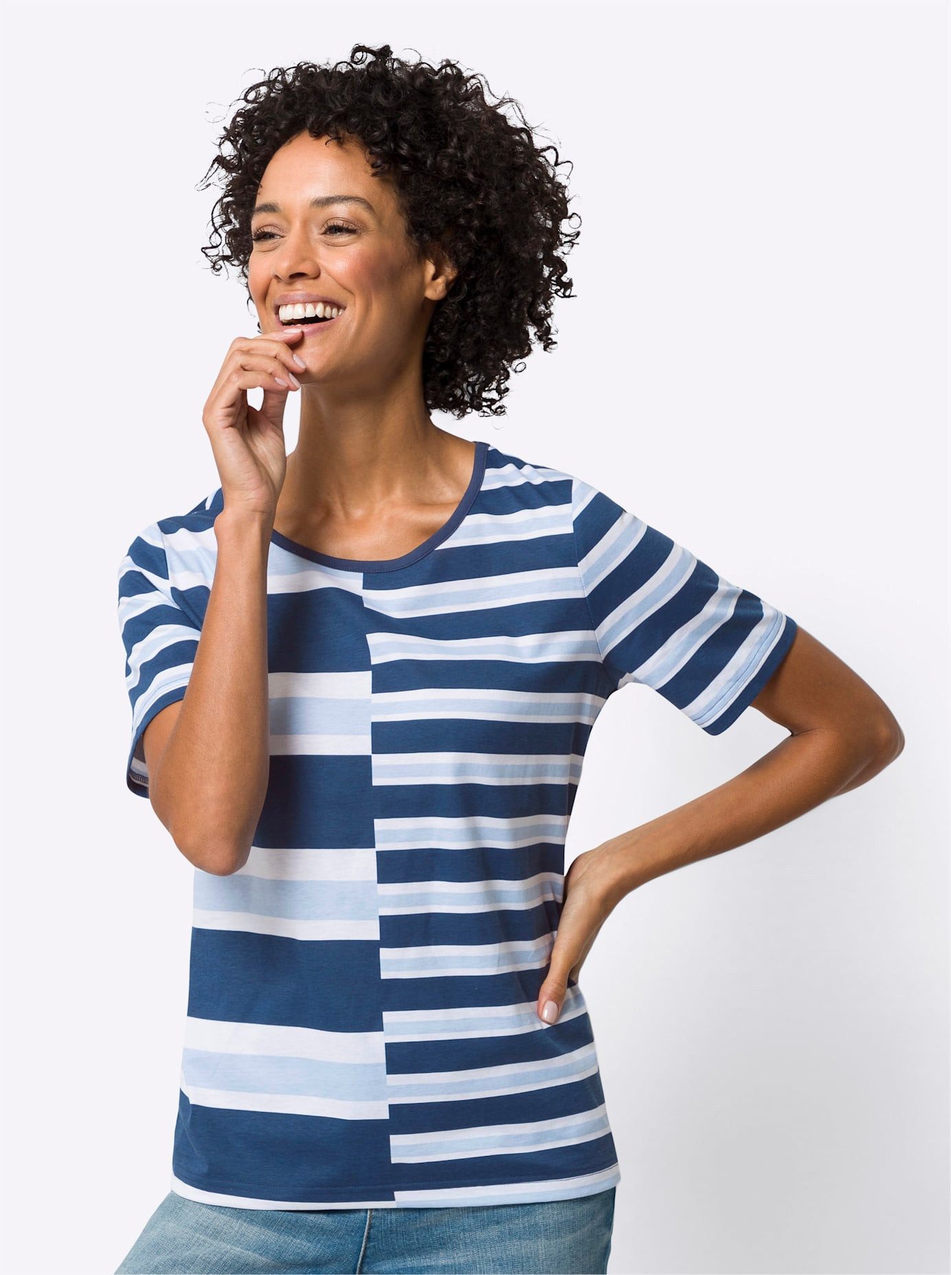 Classic Basics Shirt met ronde hals Gestreept shirt (1-delig)